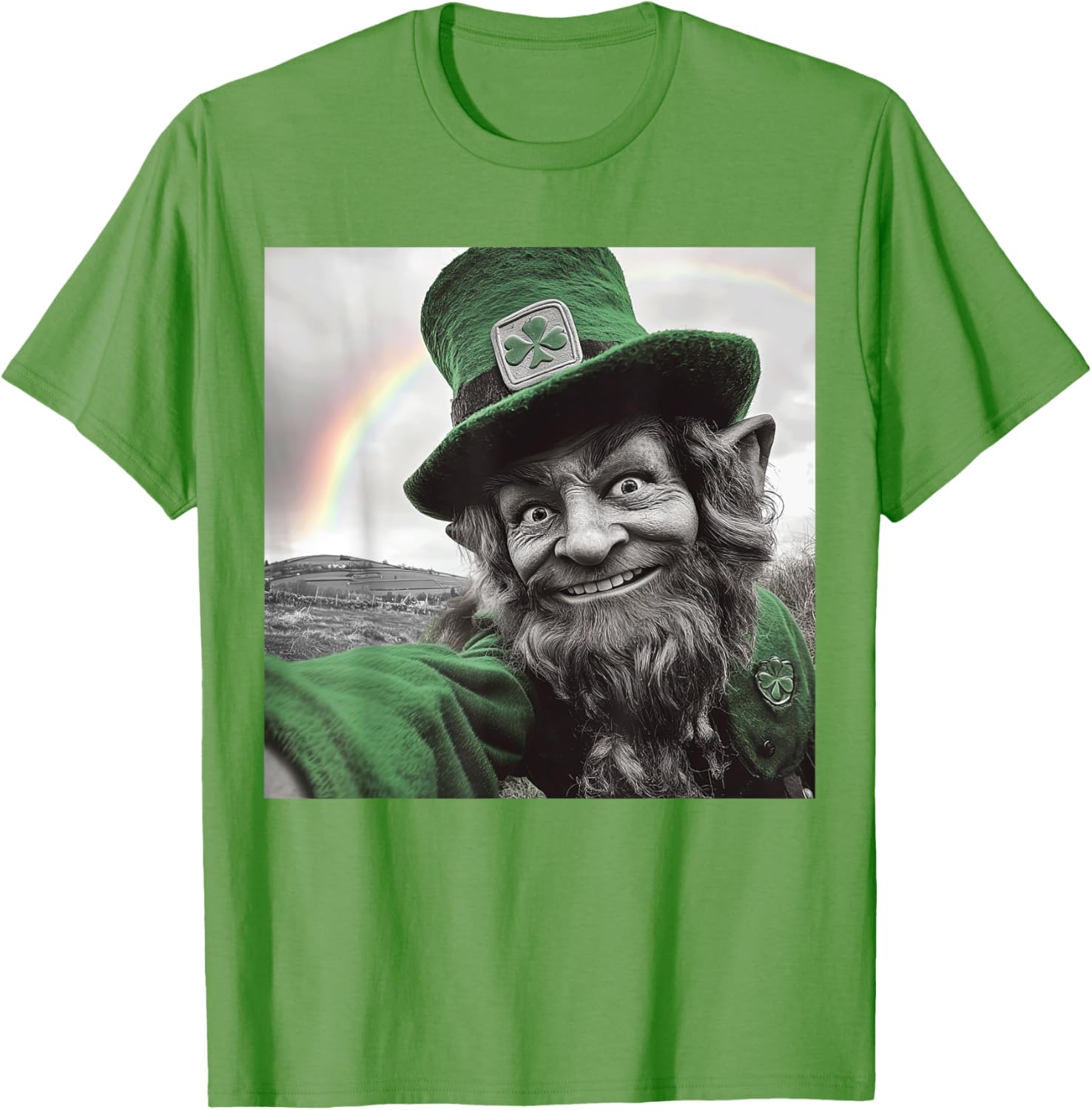 Funny St Patricks Day Rainbow Leprechaun Selfie T-Shirt for Festive Fun - 18