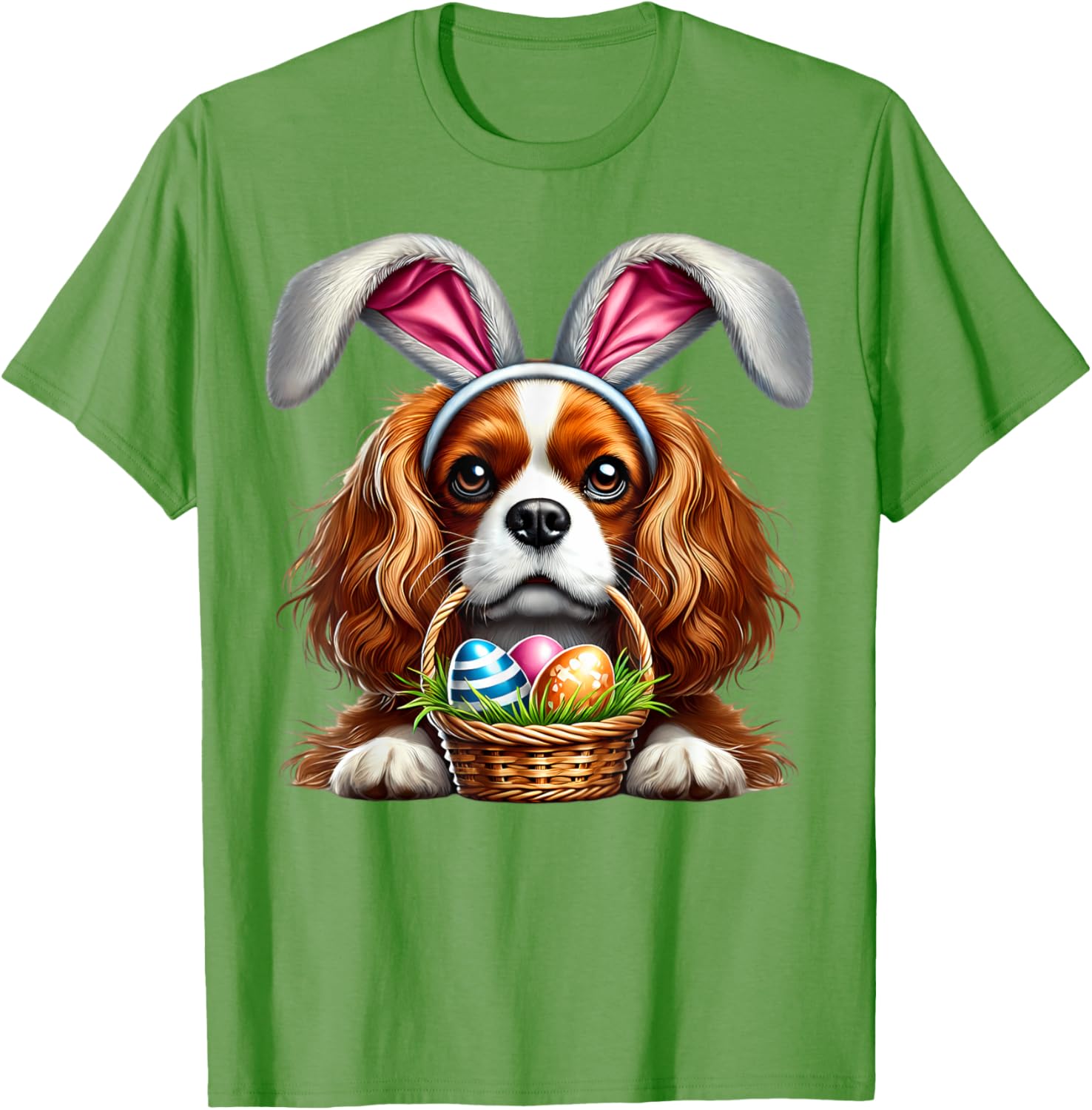Cute Bunny Ear Cavalier King Charles Spaniel Easter Eggs T-Shirt - 17