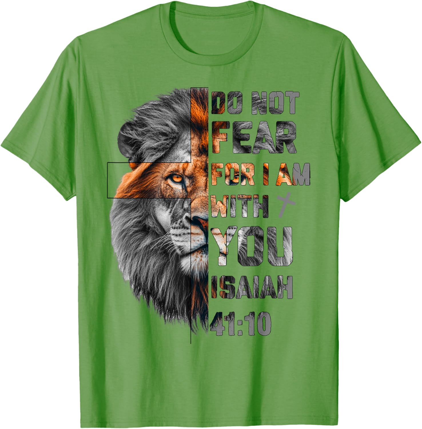Lion of Judah T-Shirt with Isaiah 41:10 Inspirational Design - 14