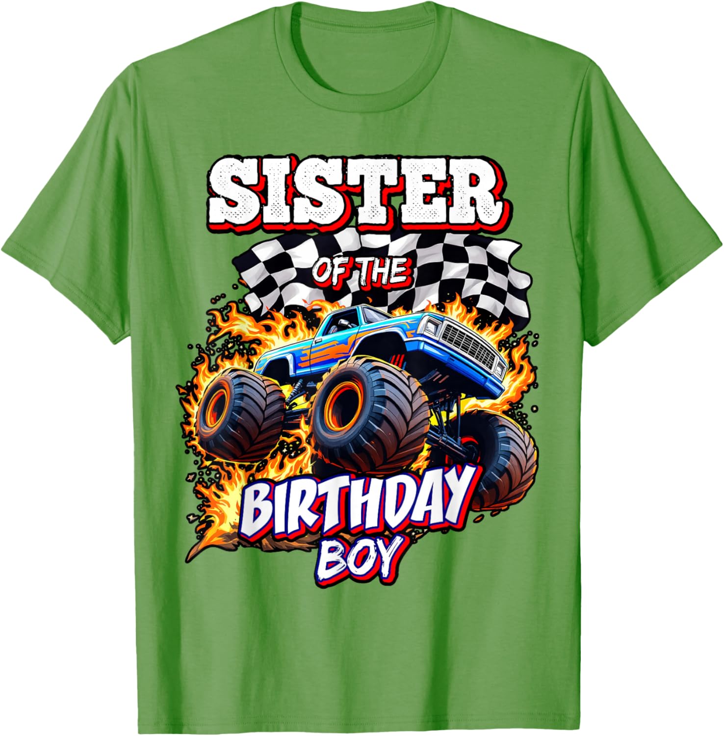 Sister of the Birthday Boy Monster Truck T-Shirt for Fun Celebrations - 25