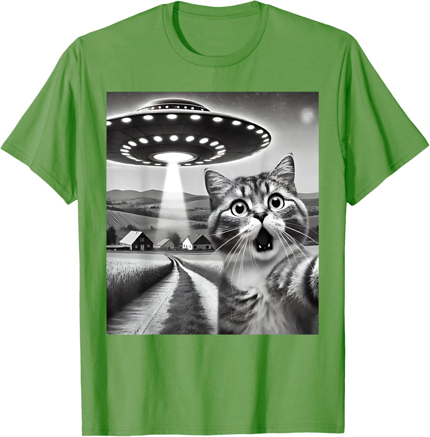 Funny Cat Selfie with Alien UFO T-Shirt for Men, Women, and Kids - 7
