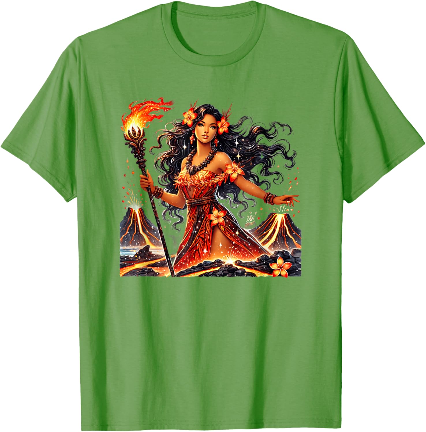 Hawaiian Goddess Pele Fire Transformation T-Shirt for Nature Lovers - 1