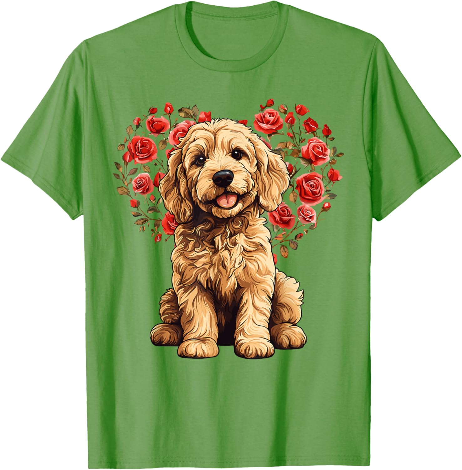 Goldendoodle Valentine’s Day Floral Heart T-Shirt for Dog Lovers - 13