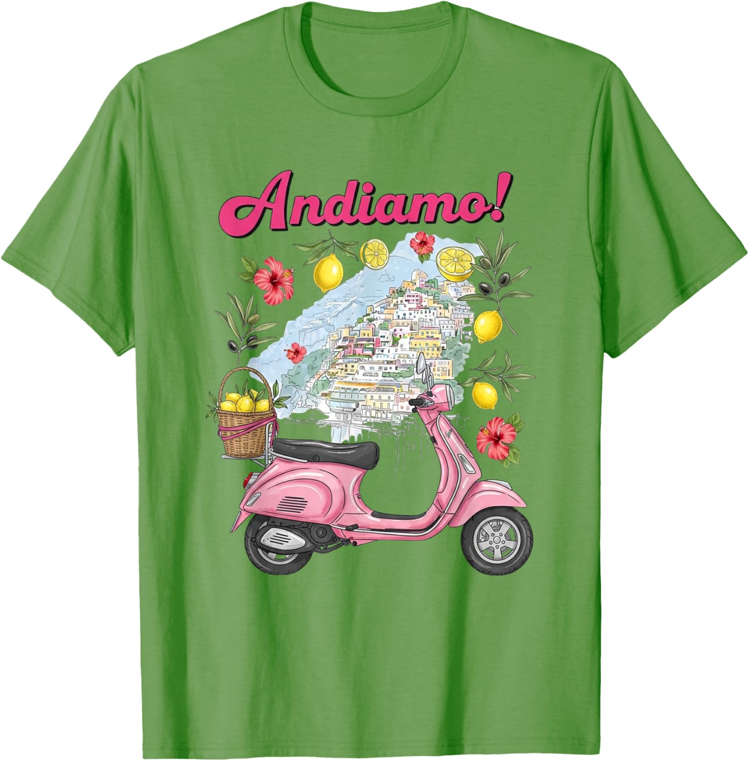 Andiamo Positano Lemon Scooter Travel T-Shirt for Italian Adventure Lovers - 2