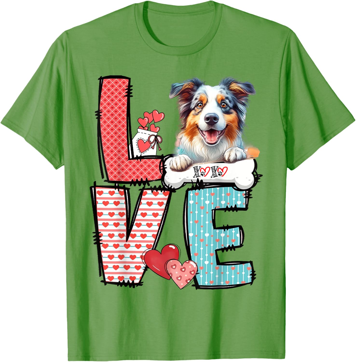 Love Australian Shepherd Dog Happy Valentine's Day T-Shirt for Dog Lovers - 5
