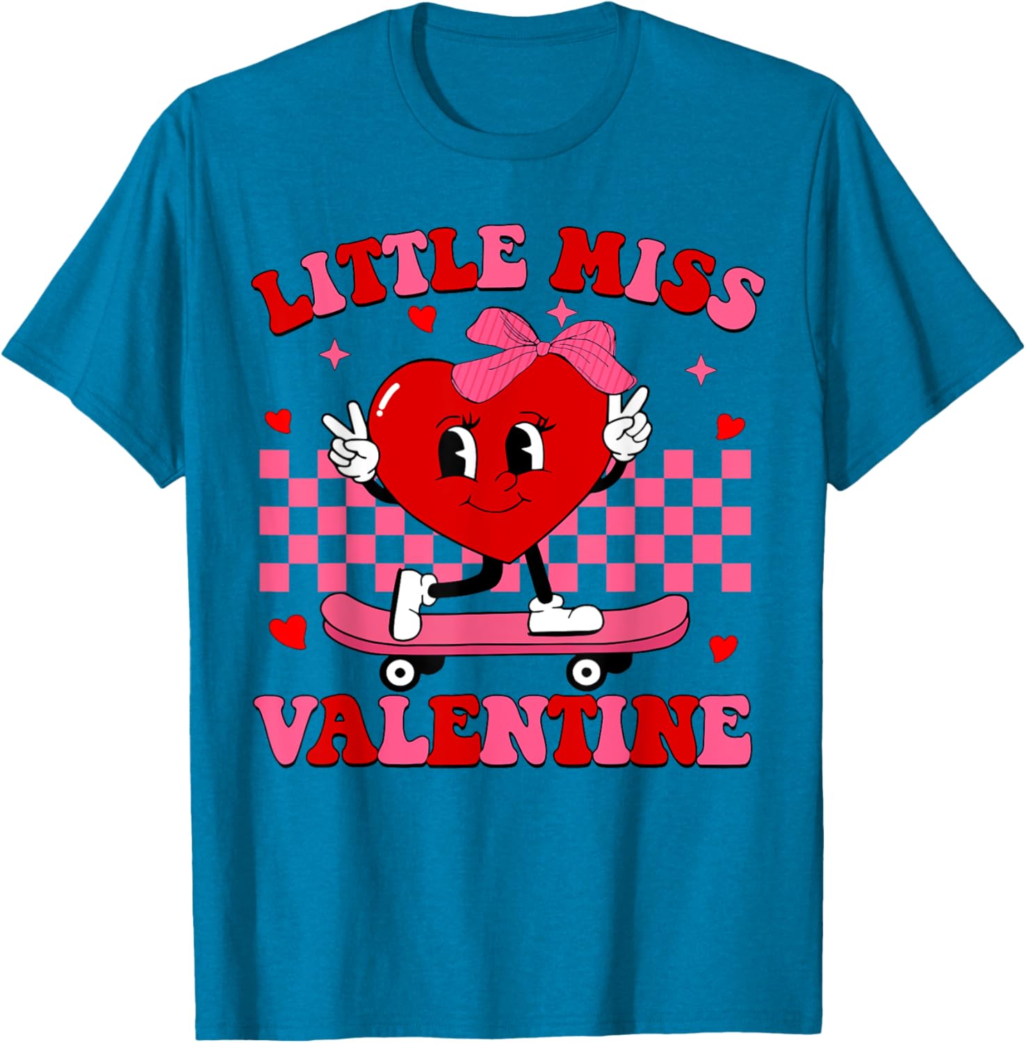 Little Miss Valentine Heart Skateboard T-Shirt for Fun-Loving Women - 15