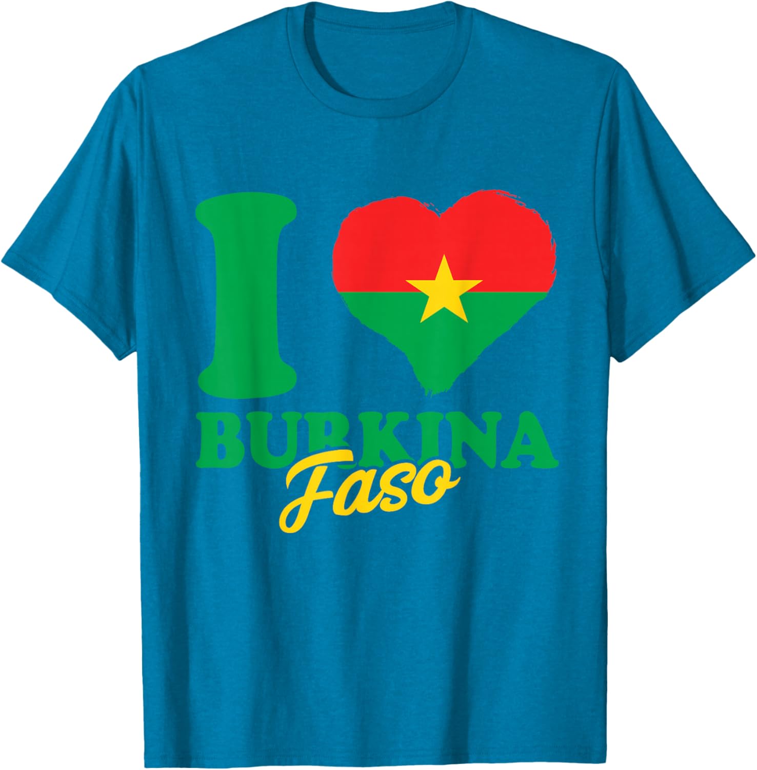I Love Burkina Faso Heart T-Shirt with Burkina Faso Flag Design - 1