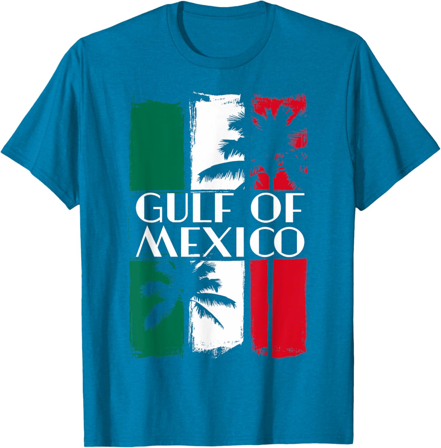 Gulf of Mexico T-Shirt with Mexican Flag Colors and Palm Trees - 1
