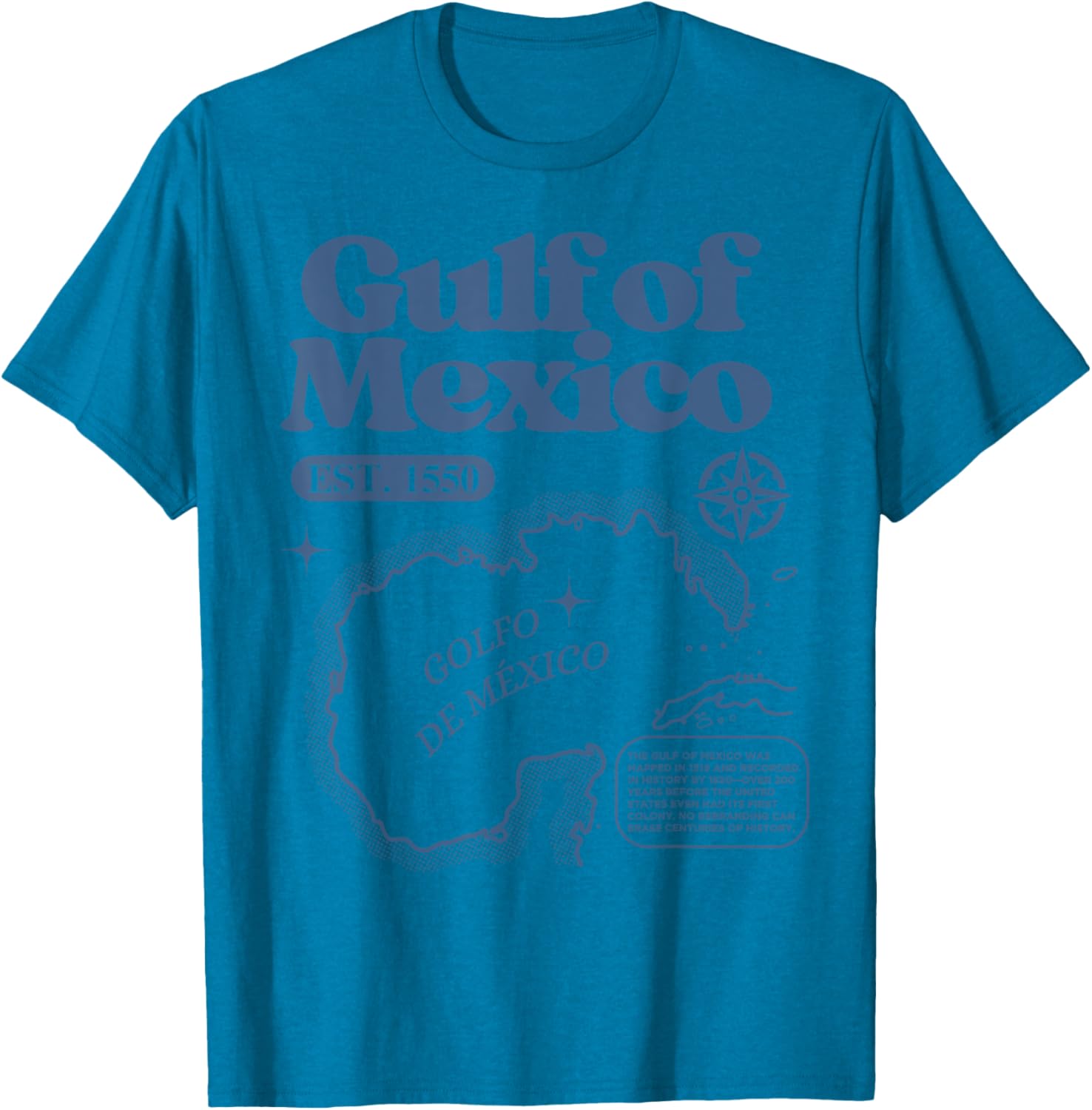 Vintage Gulf of Mexico 1550 Map T-Shirt for History Lovers - 8