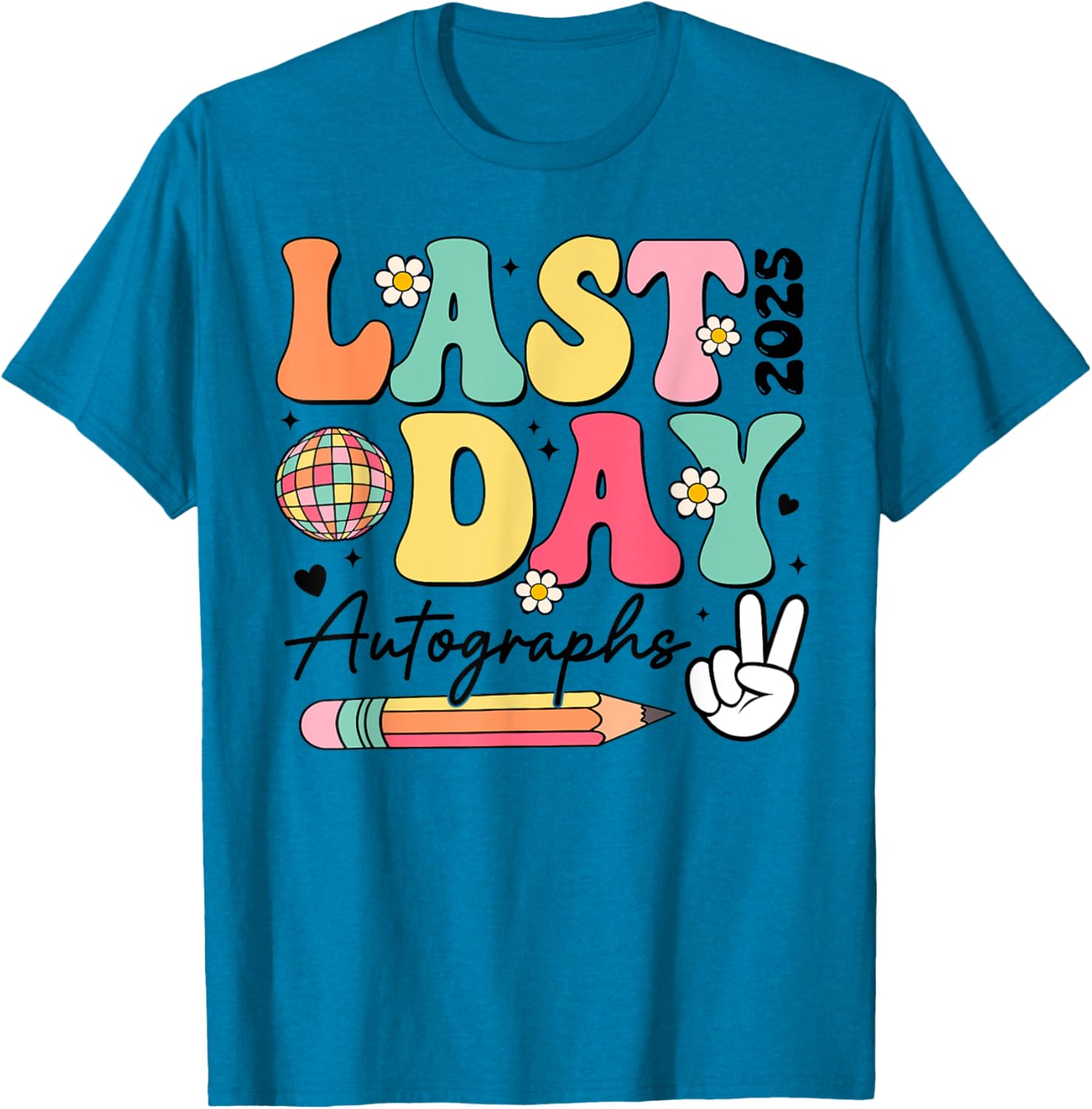 Last Day of School 2024-2025 Retro Cute Autographs T-Shirt for Kids - 7