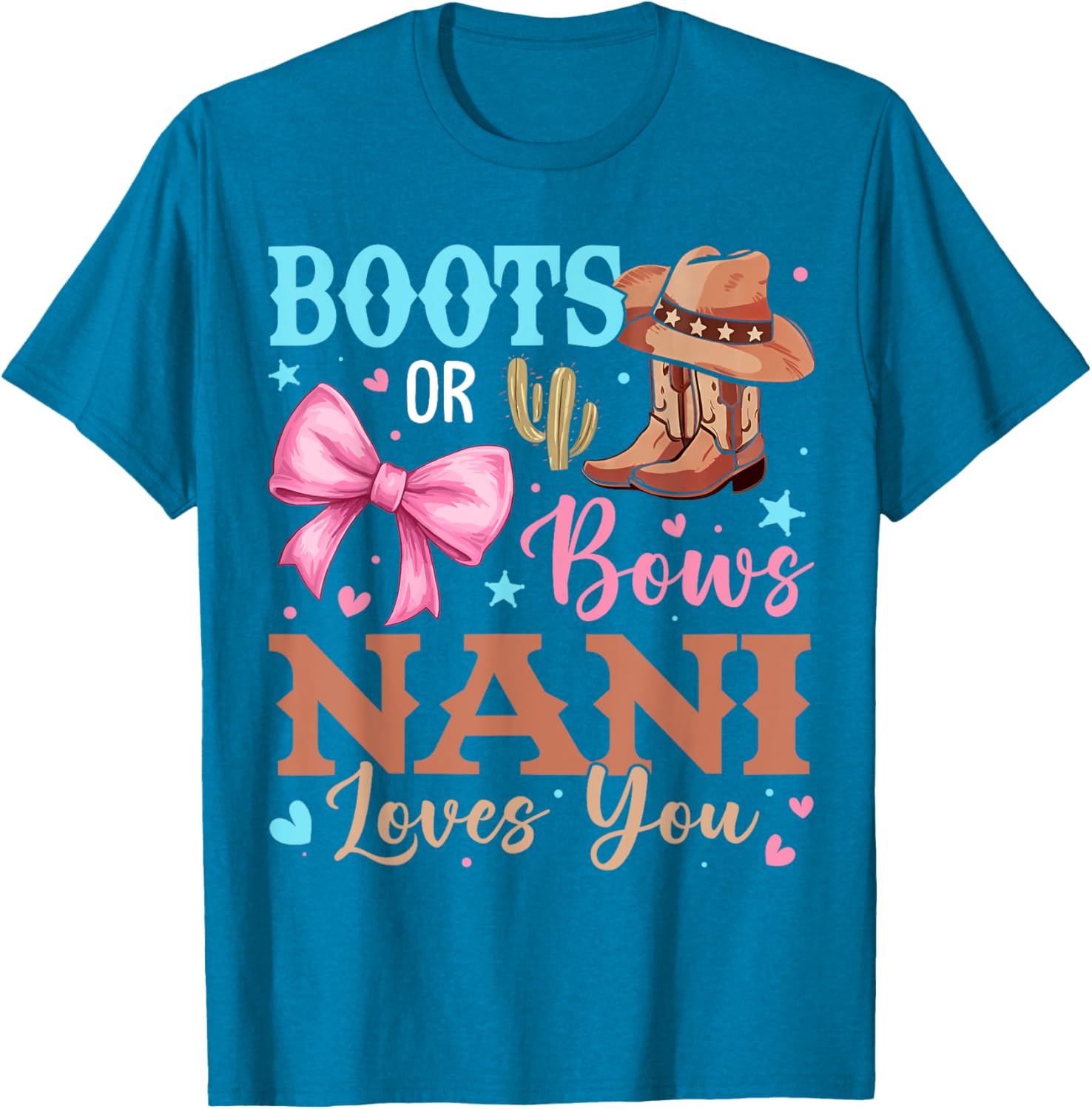 Nani Loves You Gender Reveal T-Shirt Boots or Bows Baby Shower Gift - 4