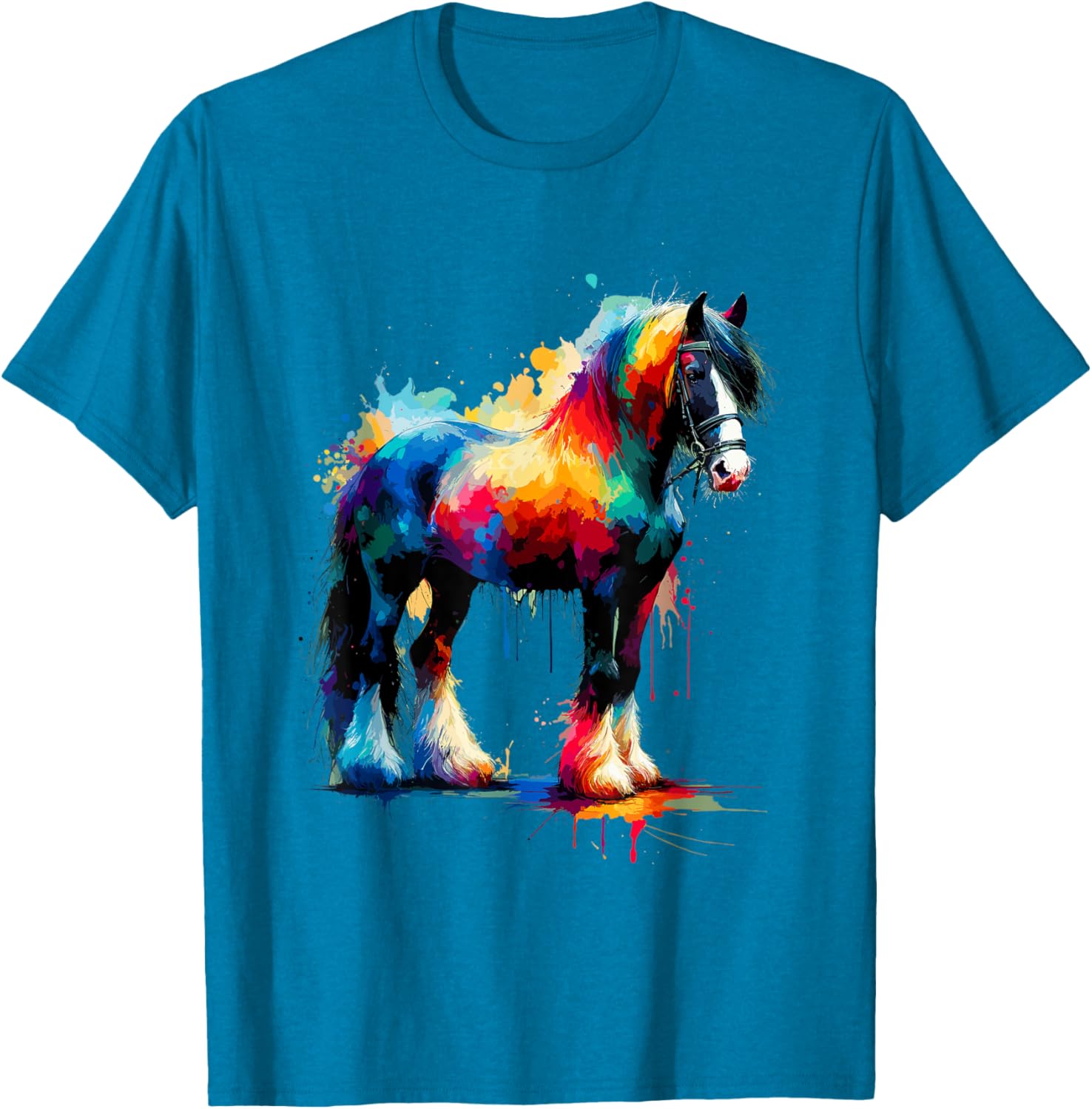 Splash Art Gypsy Vanner Horse T-Shirt for Equestrian Lovers - 17