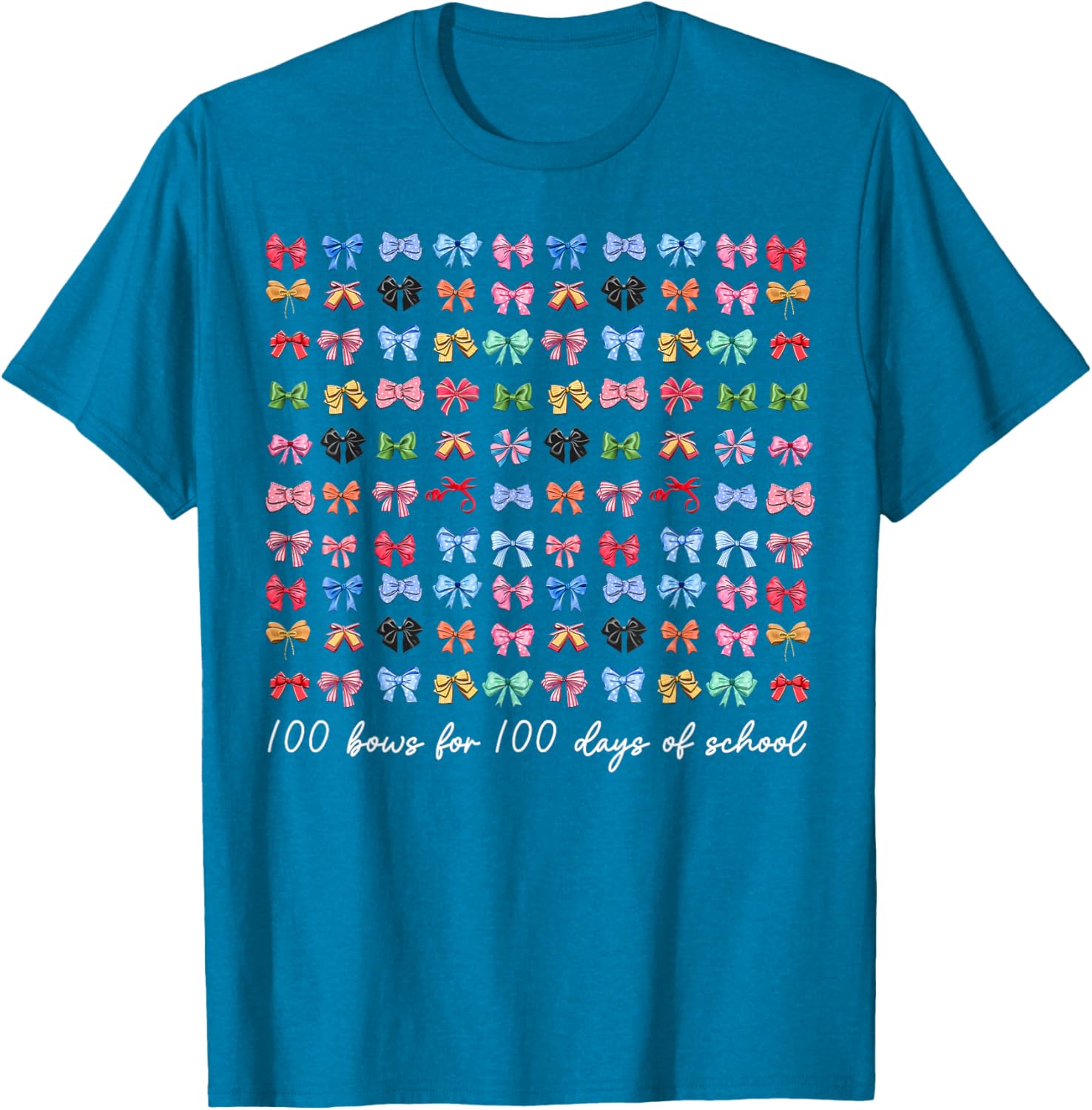 100 Bows For 100 Days Of School T-Shirt for Teachers and Kids - 24