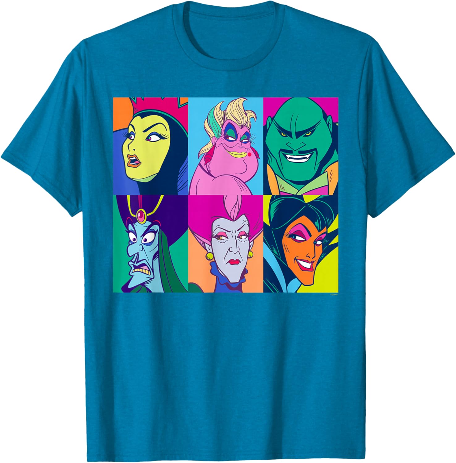 Disney Villains Retro Color Grid T-Shirt for Fans of Classic Characters - 6