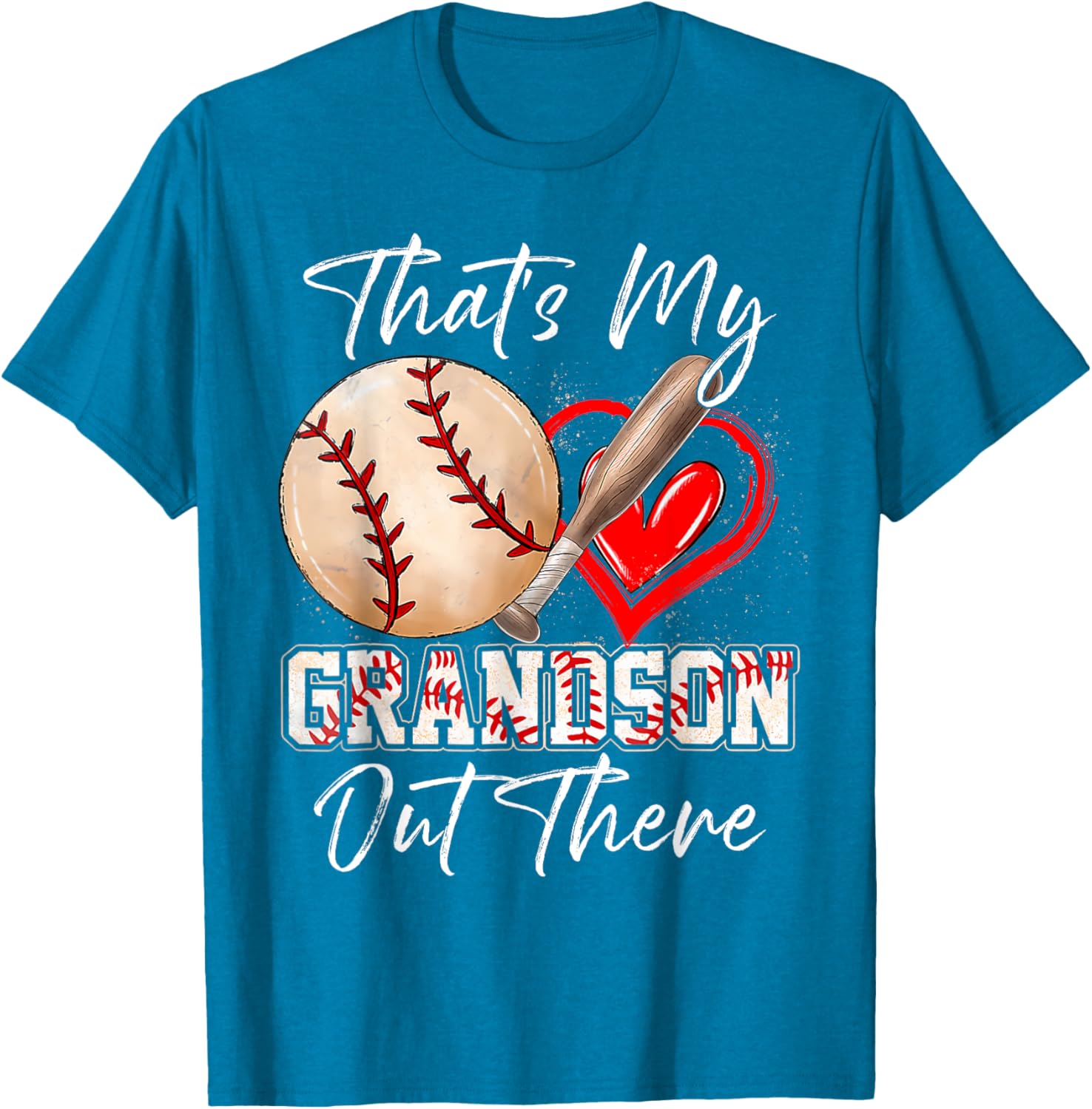 Funny That's My Grandson Out There Baseball T-Shirt for Grandparents - 3