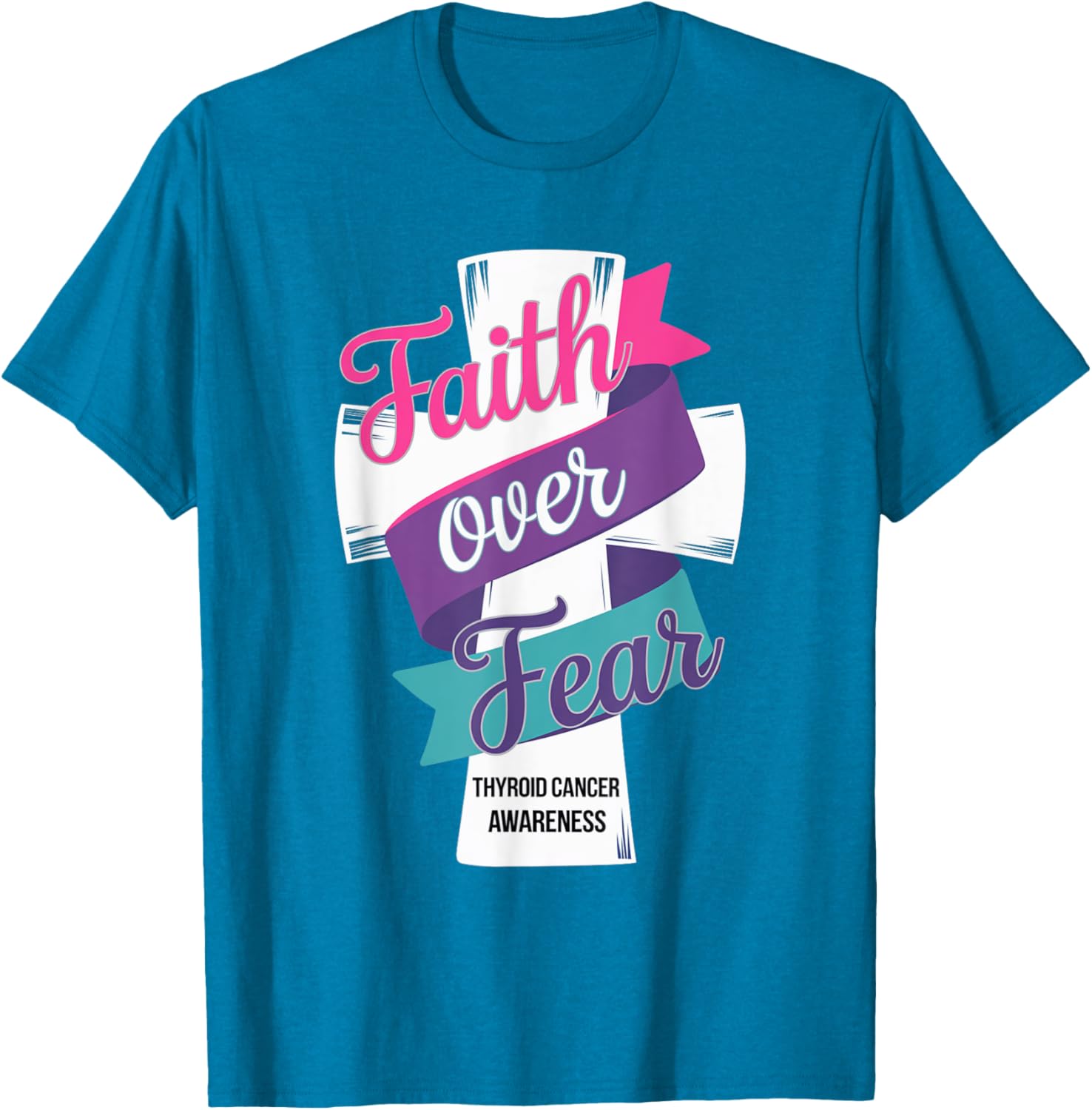 Faith Over Fear Thyroid Cancer Awareness T-Shirt for Hopeful Support - 20