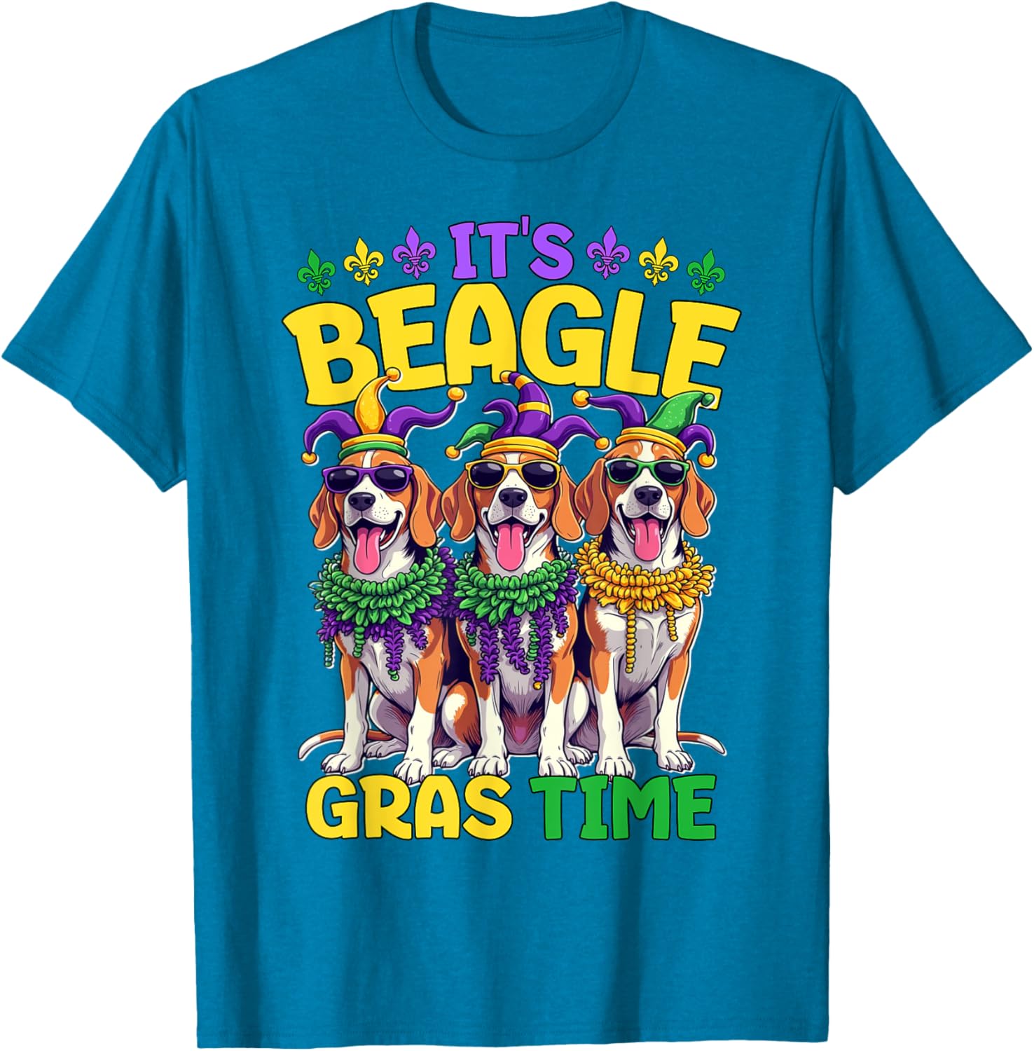 Mardi Gras Beagle Time T-Shirt for Fun Celebrations and Festivities - 7