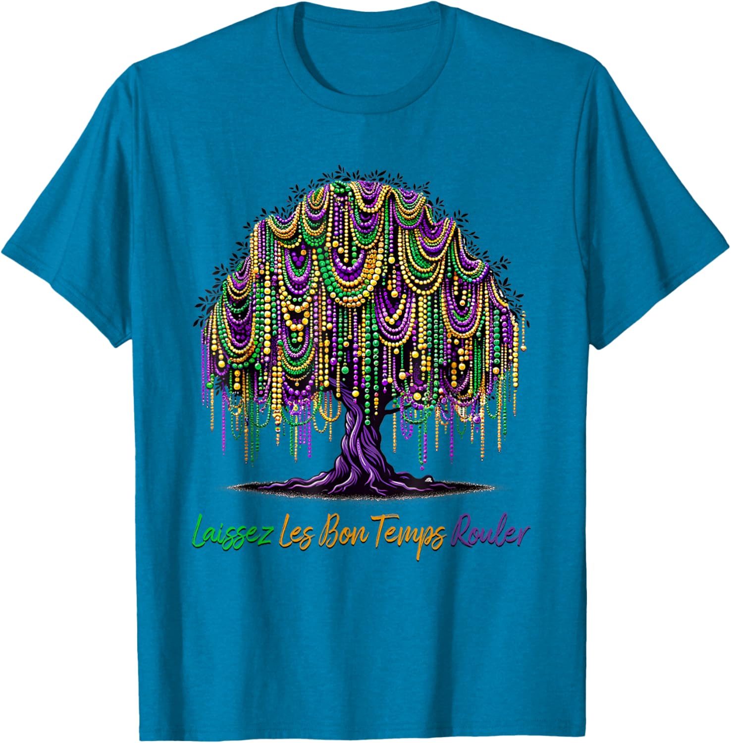Laissez Les Bon Temps Rouler Mardi Gras Tree Beads T-Shirt for Festive Fun - 4
