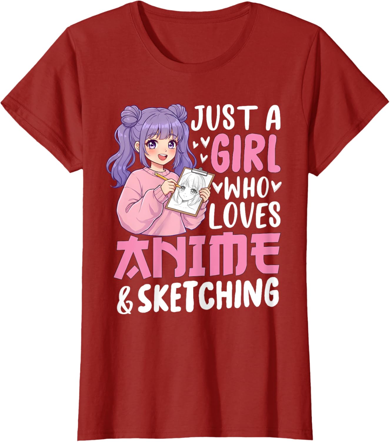 Cute Anime Lover Sketching T-Shirt for Girls - Perfect Gift Idea - 7