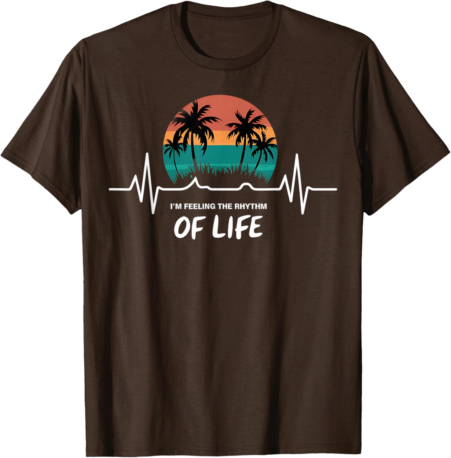 Palm Tree Sunset Heartbeat T-Shirt - Embrace the Rhythm of Life - 10