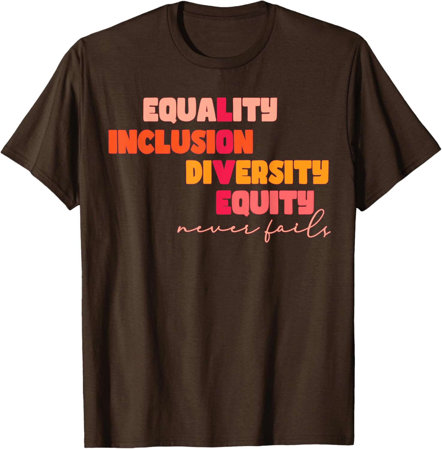Equality Inclusion Diversity Equity Love Never Fails Teacher T-Shirt - 16