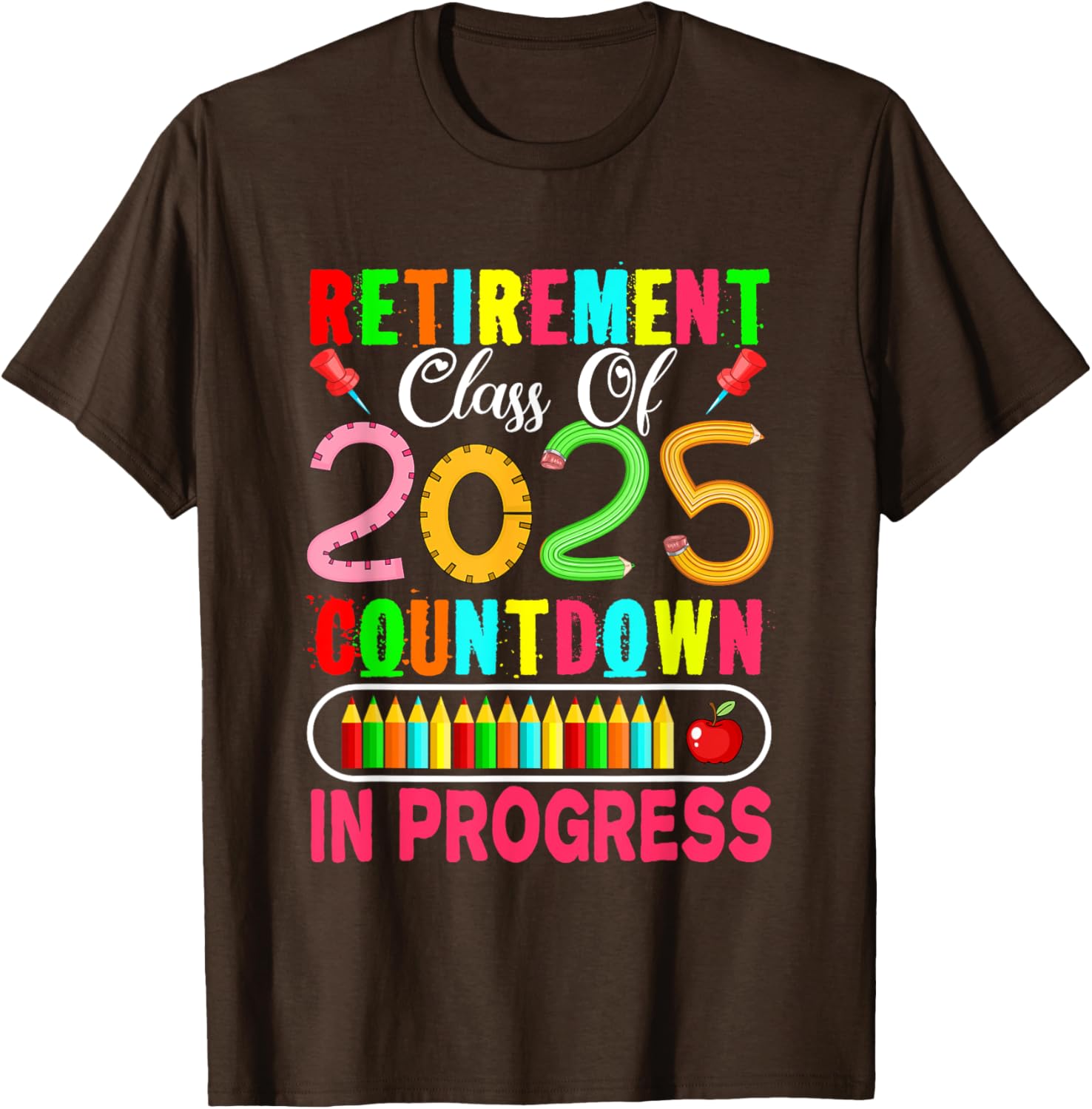 Colorful Retirement Class Of 2025 Countdown T-Shirt for Celebrations - 4
