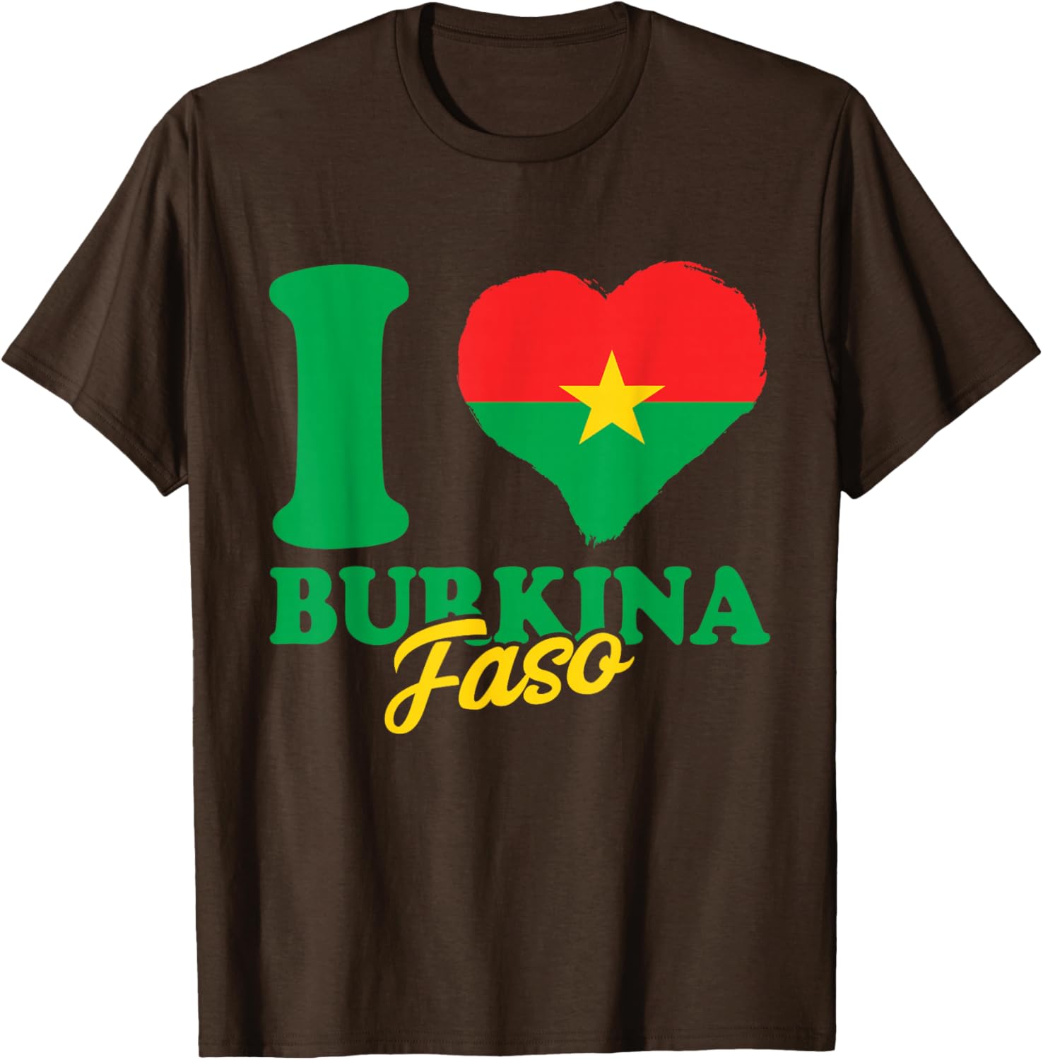 I Love Burkina Faso Heart T-Shirt with Burkina Faso Flag Design - 2
