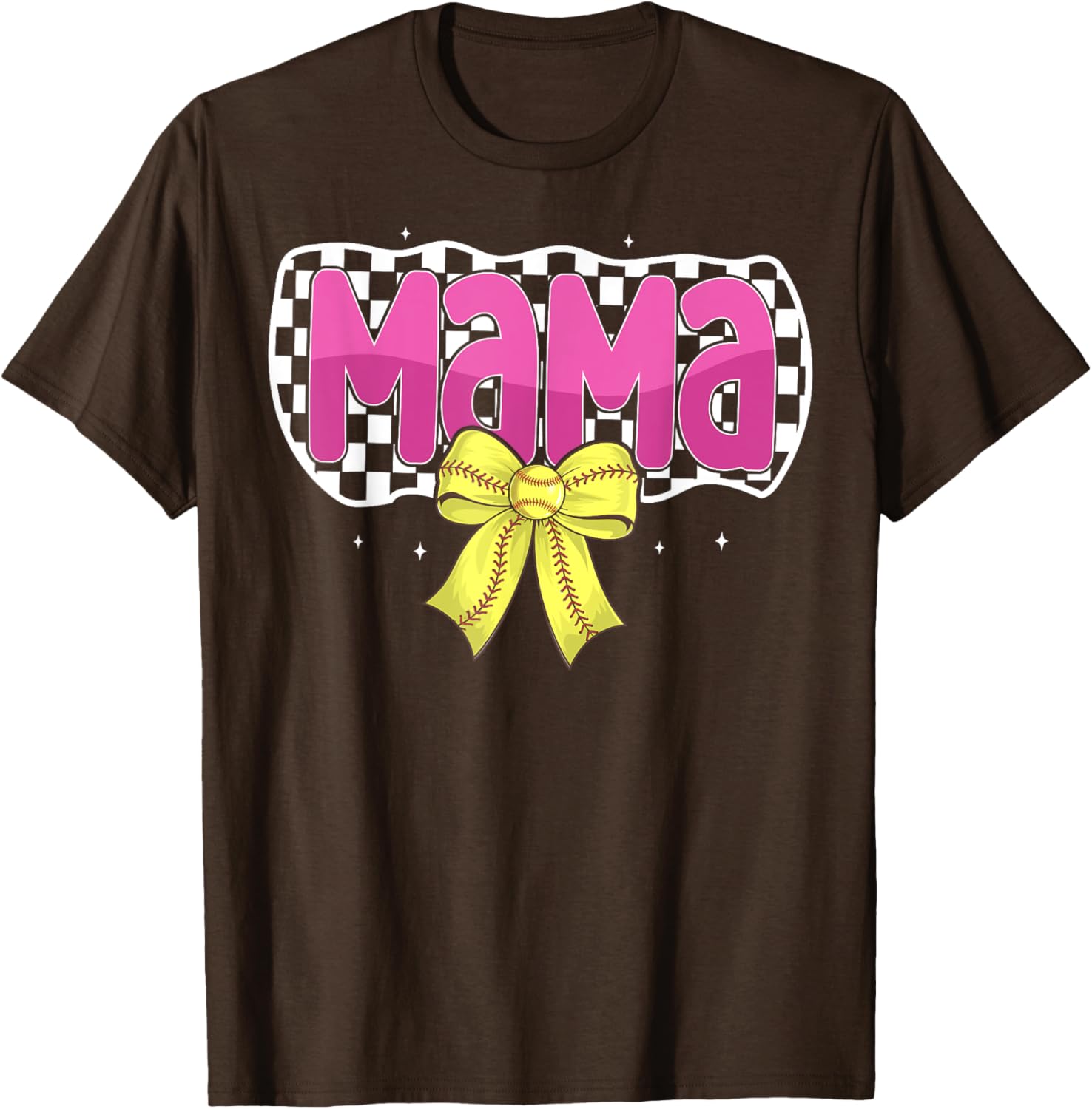 Softball Mom Coquette Bow Checkered Sport T-Shirt for Proud Mama - 15