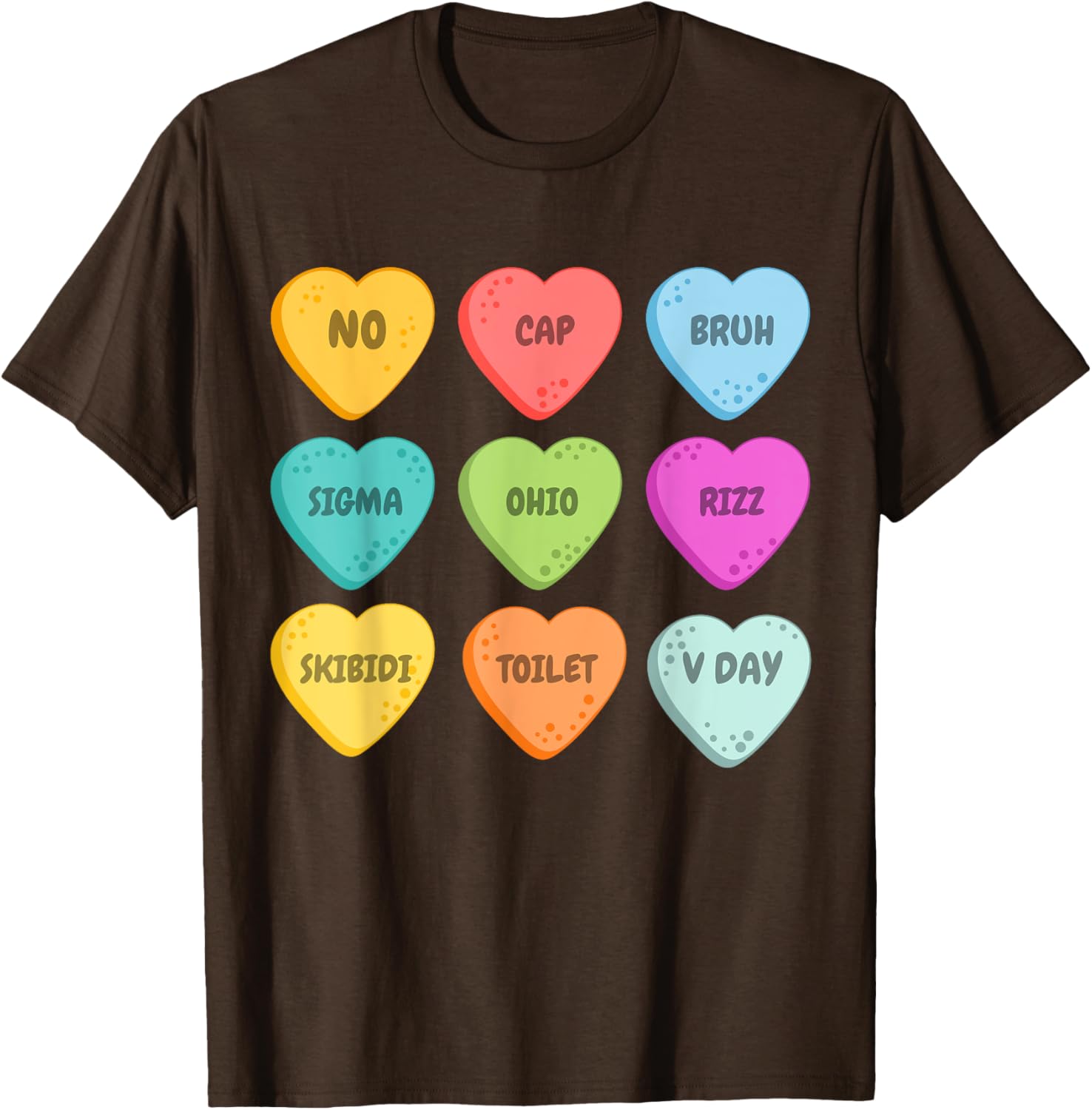 Skibidi Valentine's Day Rizz Candy Heart T-Shirt for Groovy Love Vibes - 23