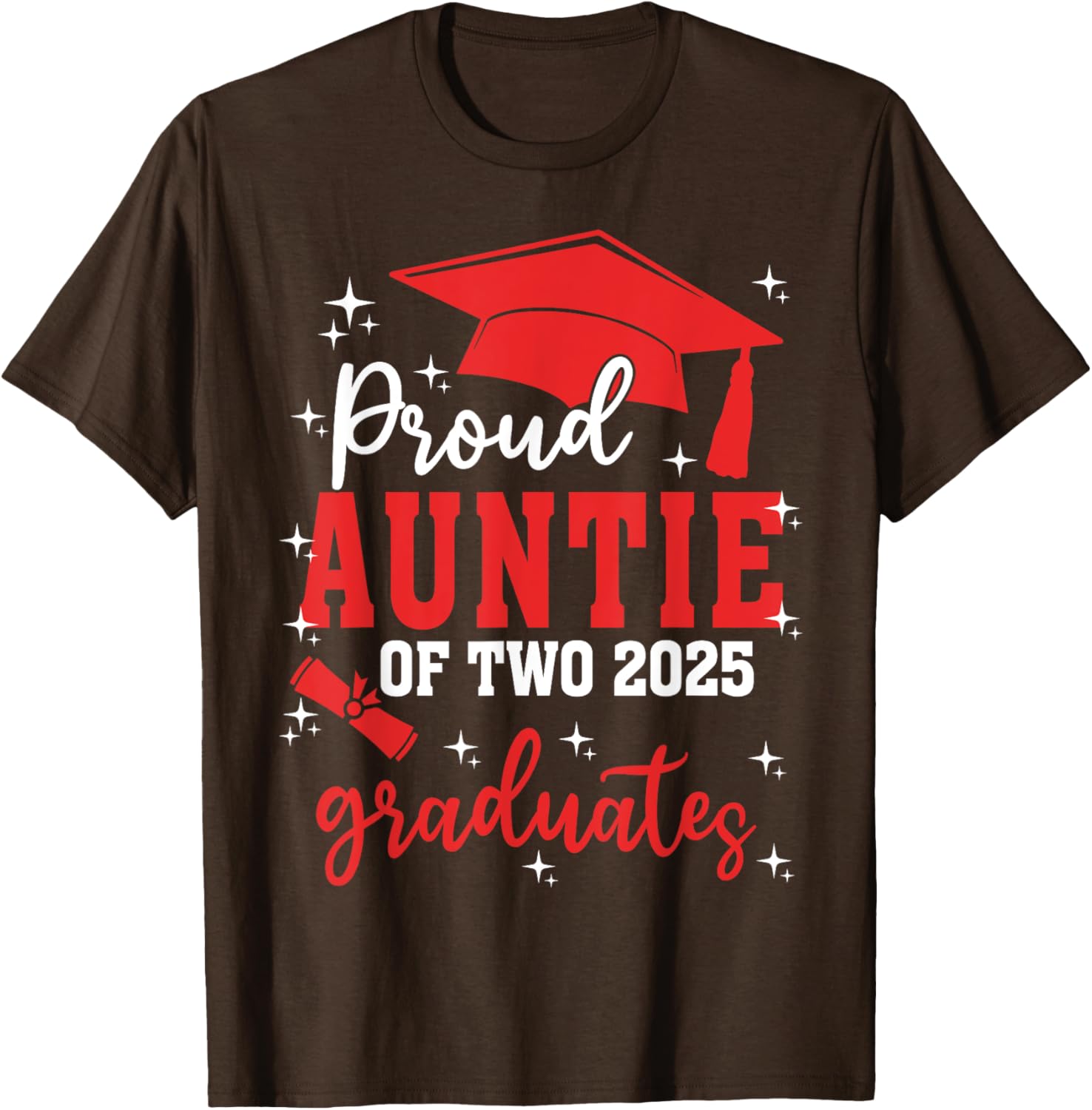 Proud Auntie of Twins Class of 2025 Graduation T-Shirt for Celebrations - 3
