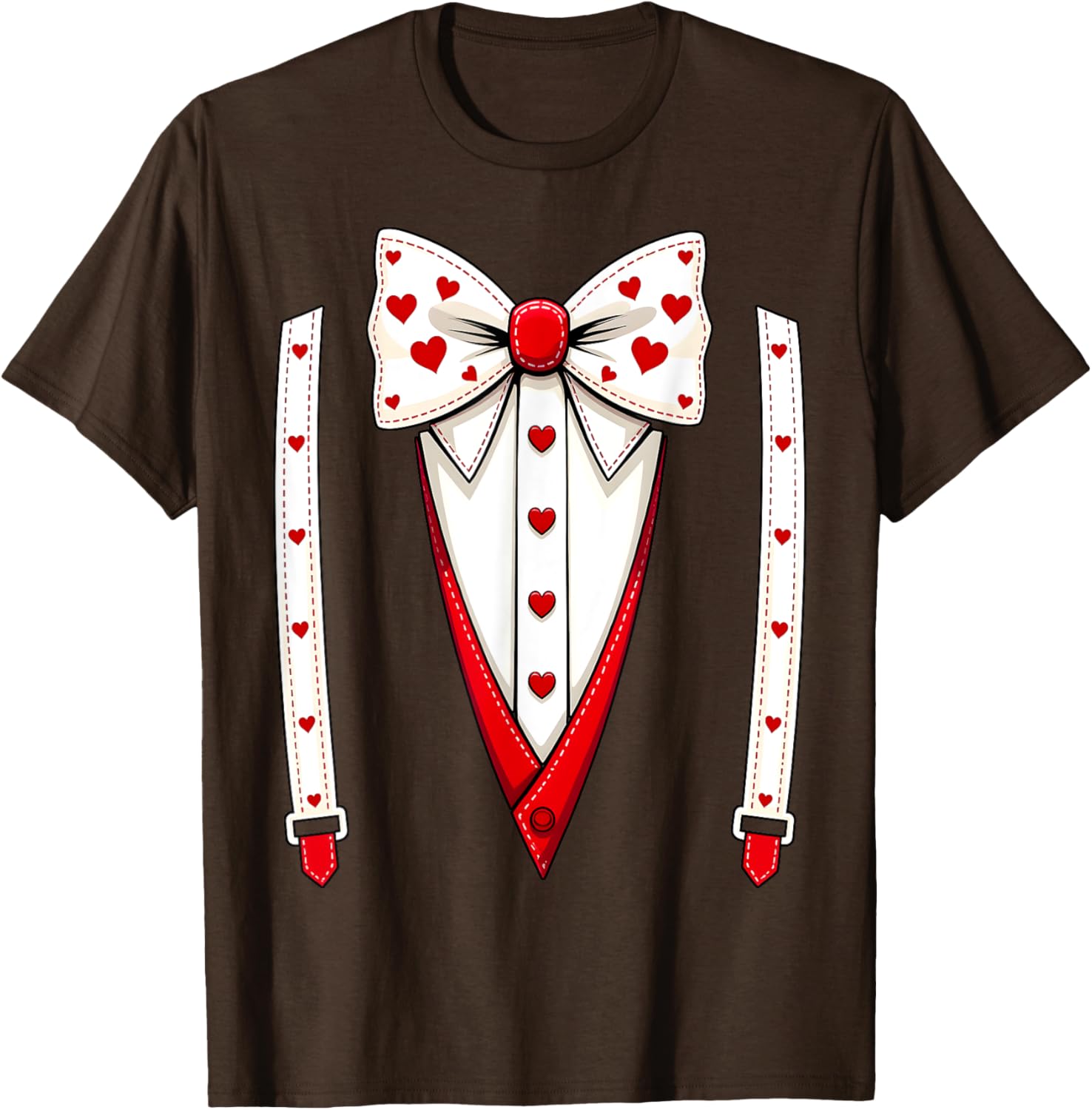 Hearts Bow Tie Suspenders Valentine Costume Kids T-Shirt for Boys - 11