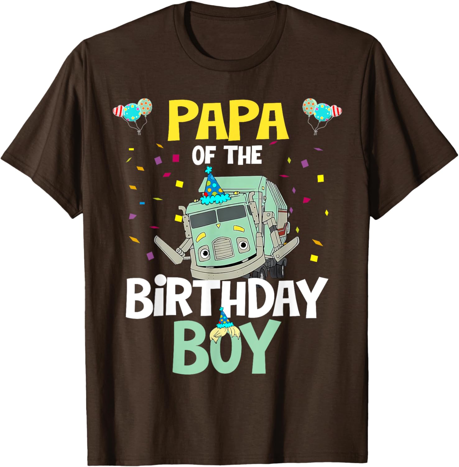 Papa Of The Birthday Boy Garbage Truck Recycling Trash T-Shirt Gift - 1