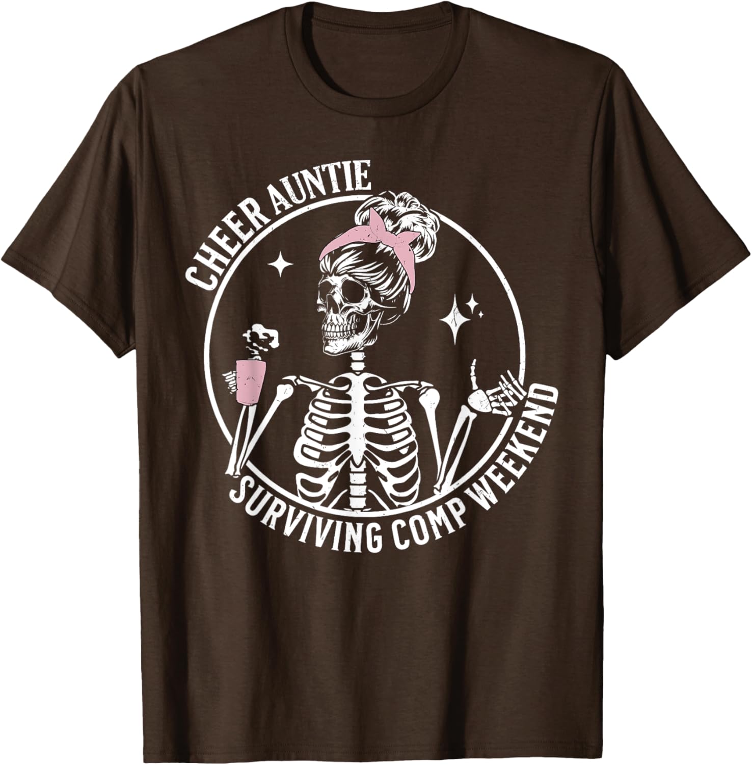 Skeleton Coffee Cheer Auntie T-Shirt for Weekend Fun and Style - 11