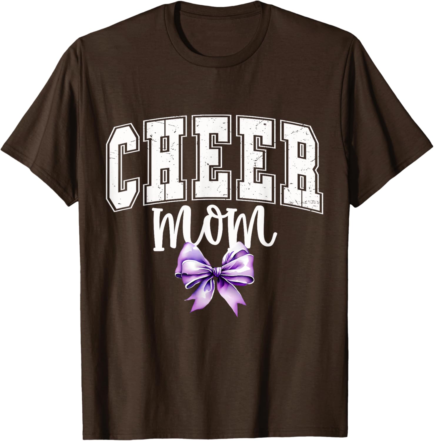 Cheer MOM Coquette Purple Bow Cheerleader T-Shirt for Supportive Moms - 5