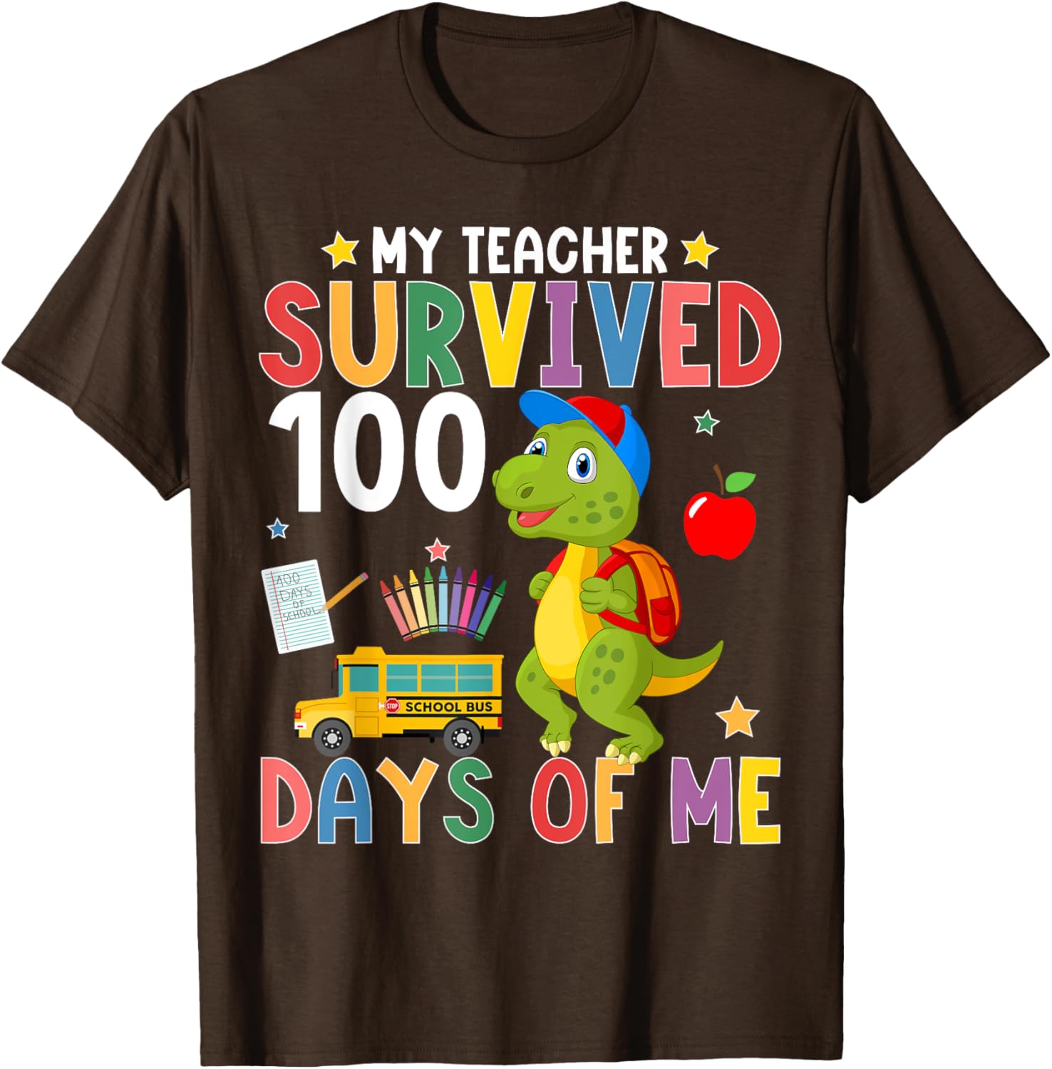 My Teacher Survived 100 Days Dino T-Shirt for 100th Day of School - 12