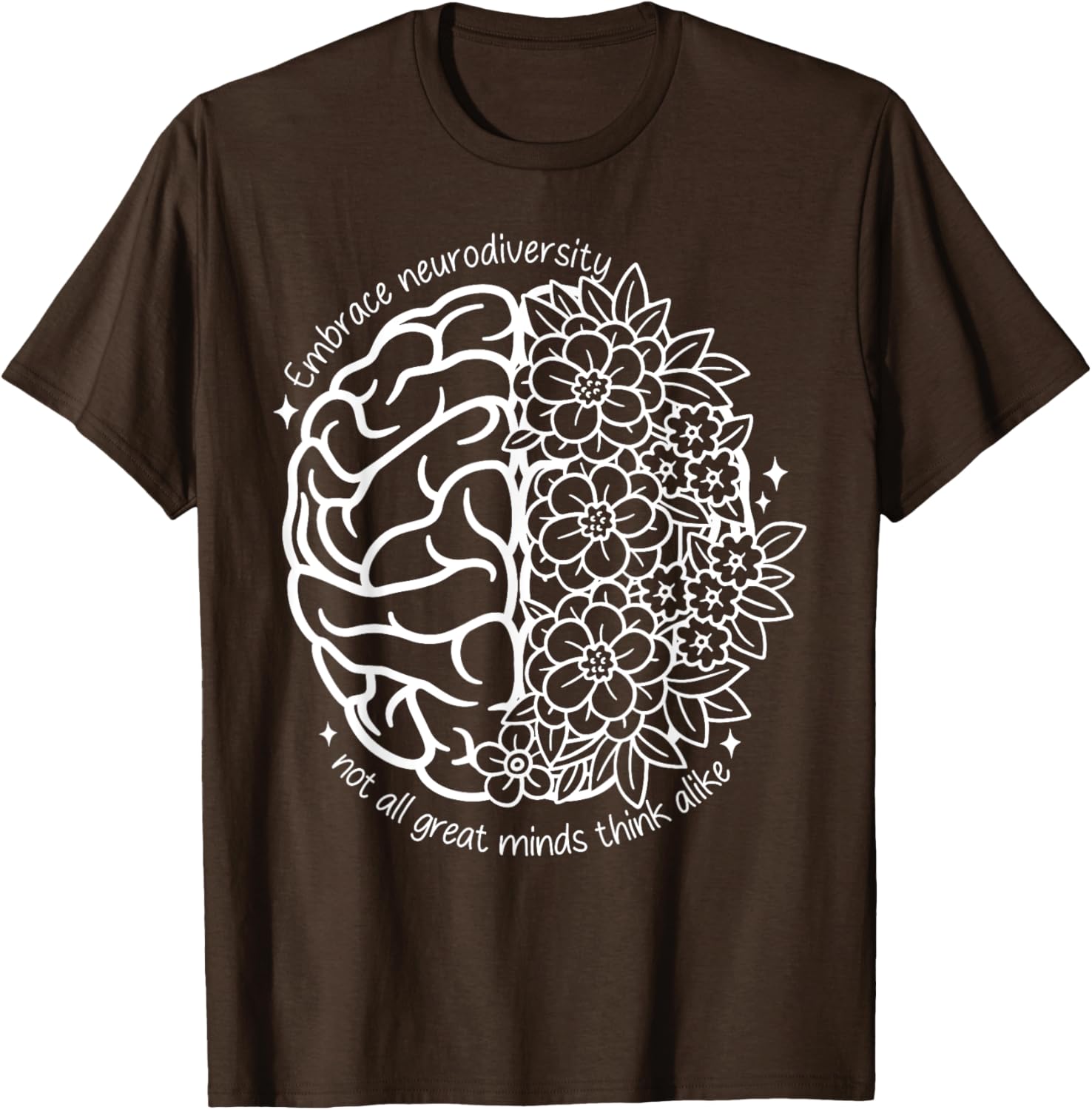 Embrace Neurodiversity Autism Awareness Brain Flower Support T-Shirt - 16
