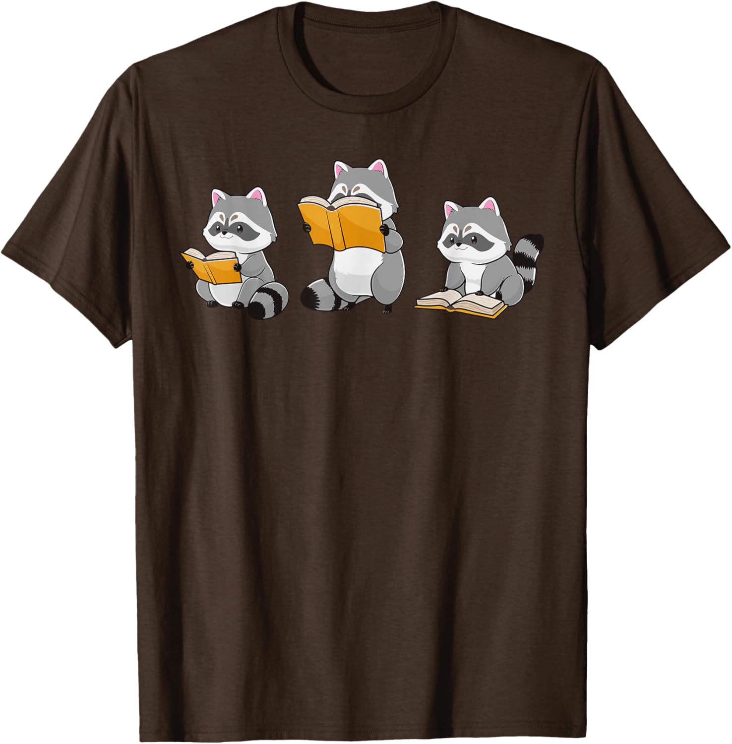 Cute Raccoon Reading Books T-Shirt for Book Lovers and Bookworms - 17
