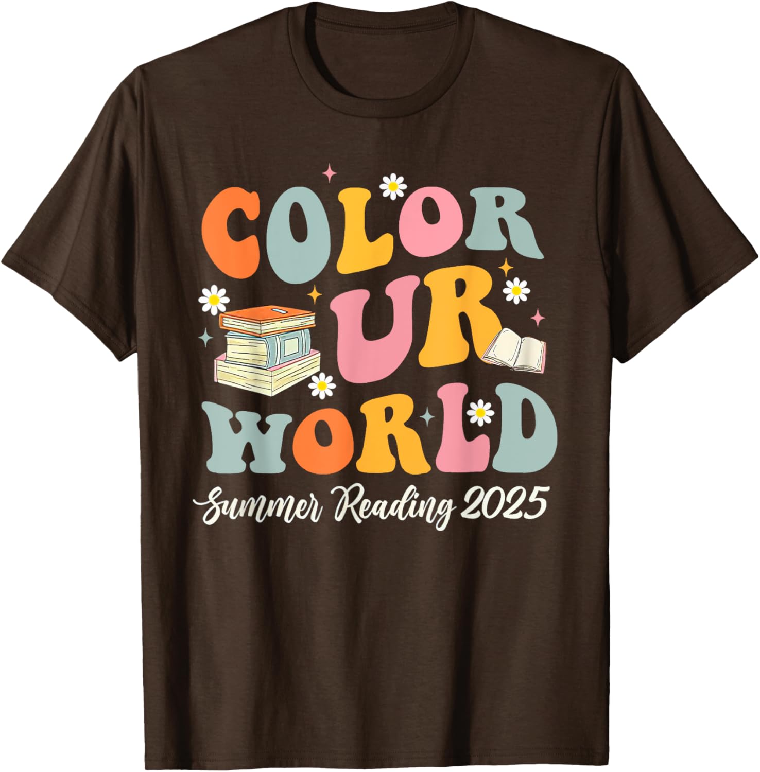 Retro Groovy Summer Reading Program 2025 T-Shirt for Kids and Adults - 15
