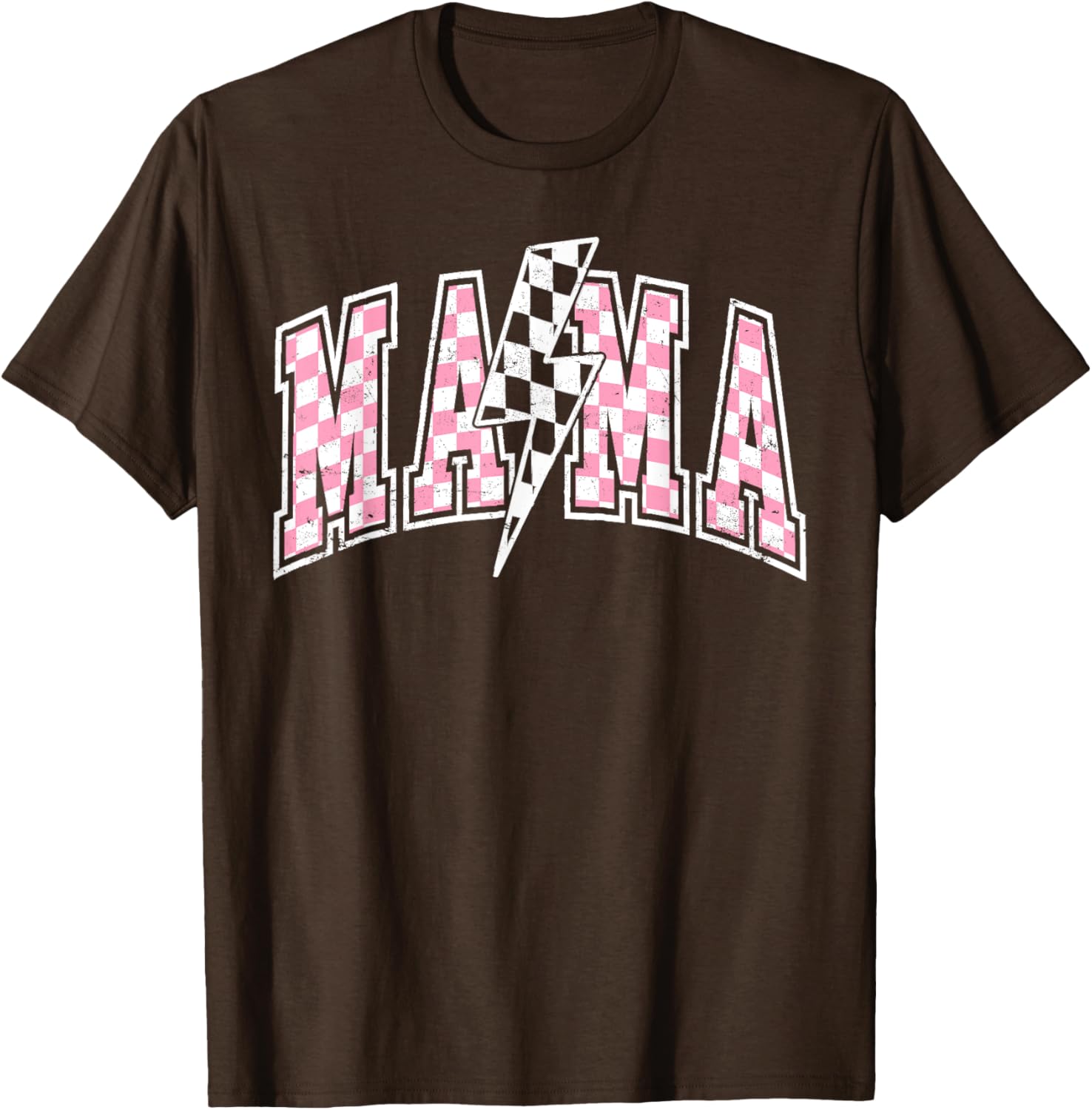 Mama Lightning Bolt Checkered Mom T-Shirt for Stylish Moms - 4