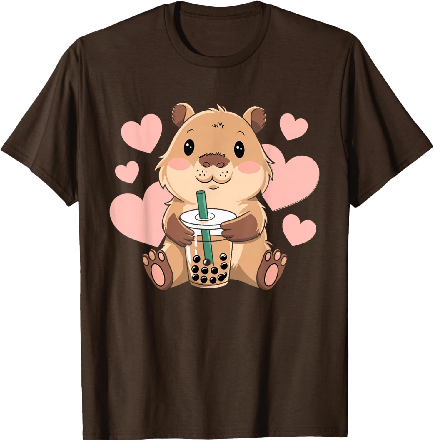 Cute Capybara Boba Tea T-Shirt for Women, Teens, and Kids - 22