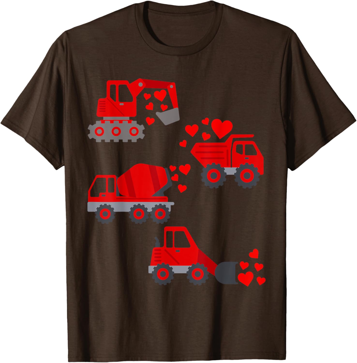 Funny Valentine's Day Construction Trucks Hearts T-Shirt for Boys - 18