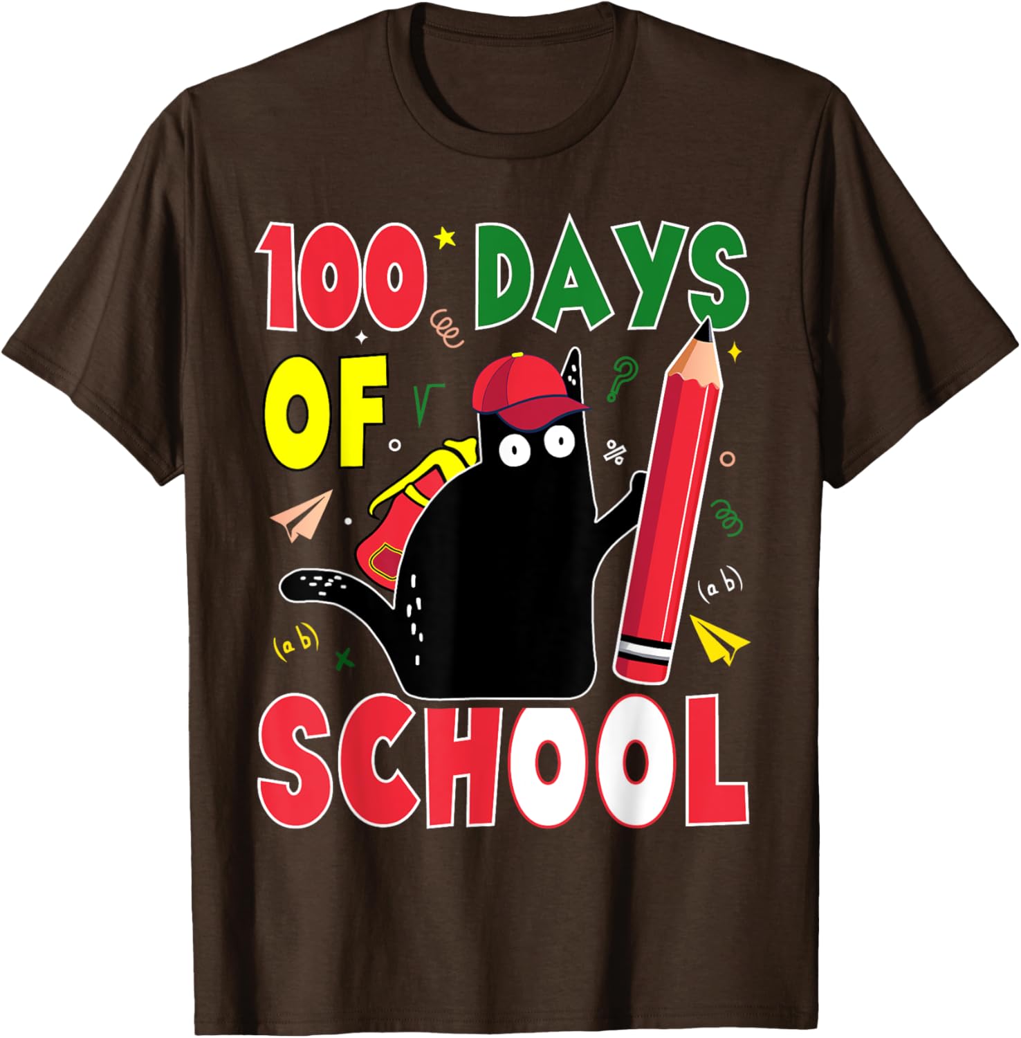 Funny Cat 100 Days of School T-Shirt for Kids and Adults - 8