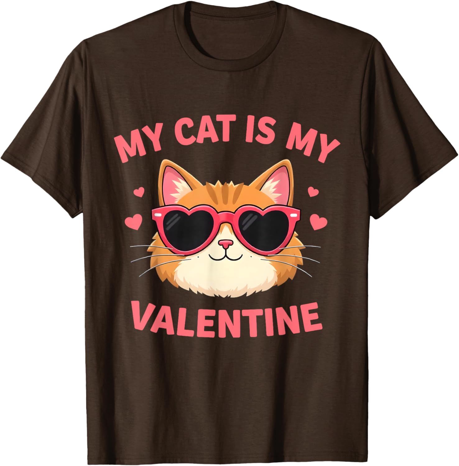 Cute Cat Lover Valentine's Day T-Shirt with Hearts for Cat Owners - 2