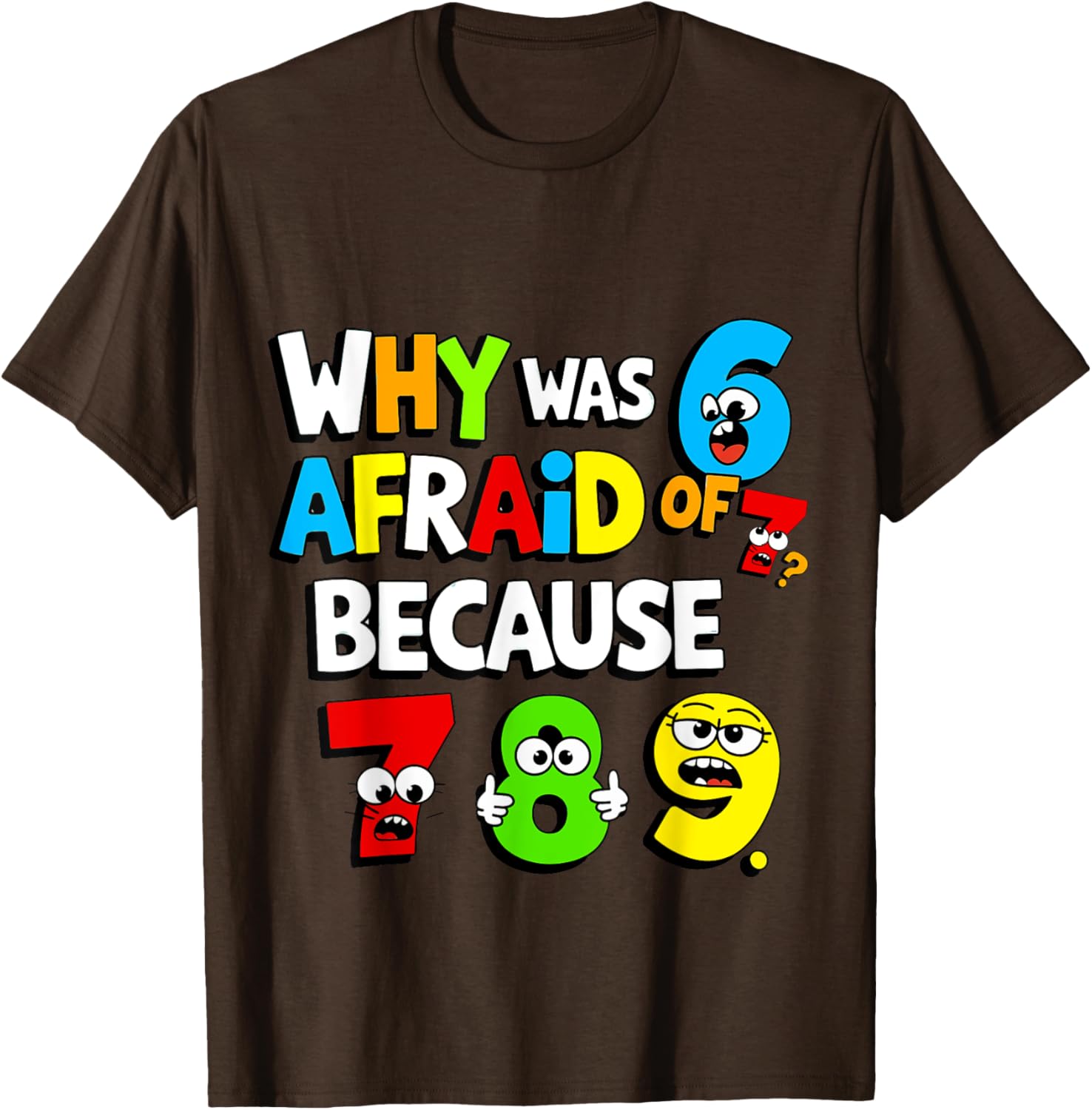 Funny Math Day T-Shirt Kids Why Was 6 Afraid of 7 Costume - 21