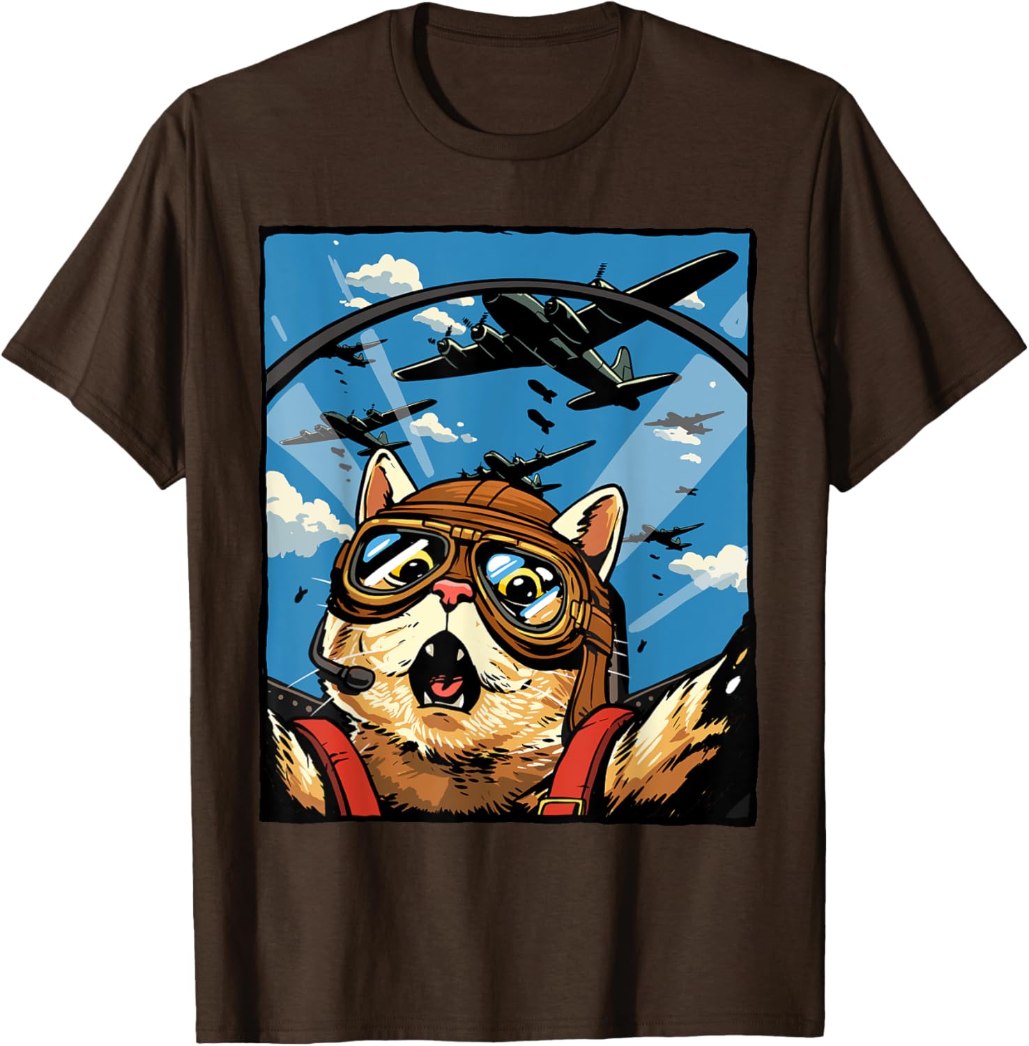 Funny Cat Pilot Jet Fighter T-Shirt for Cat Lovers and Meme Fans - 28