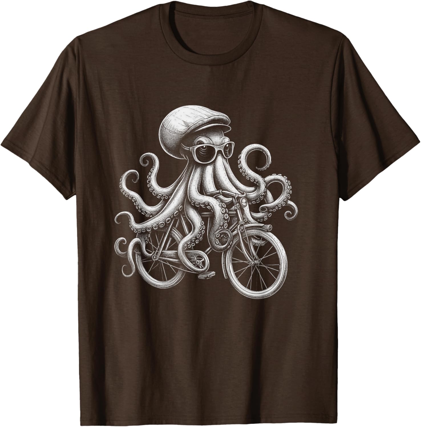 Cool Octopus Riding Bicycle T-Shirt Fun and Unique Graphic Tee for Everyone - 1