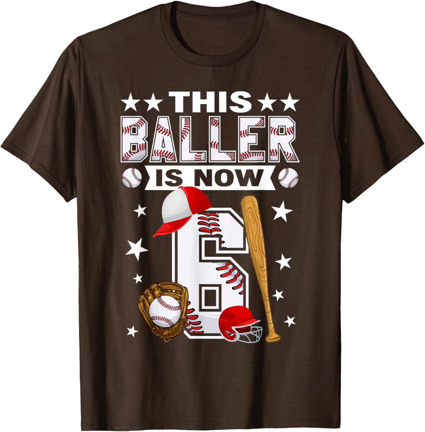 Cute 6 Year Old Baseball Lovers Boys T-Shirt for Kids Fun Style - 18