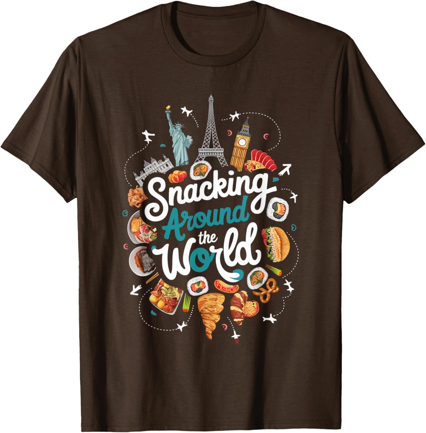 Snacking Around The World T-Shirt for Food Lovers in Travel Style - 10