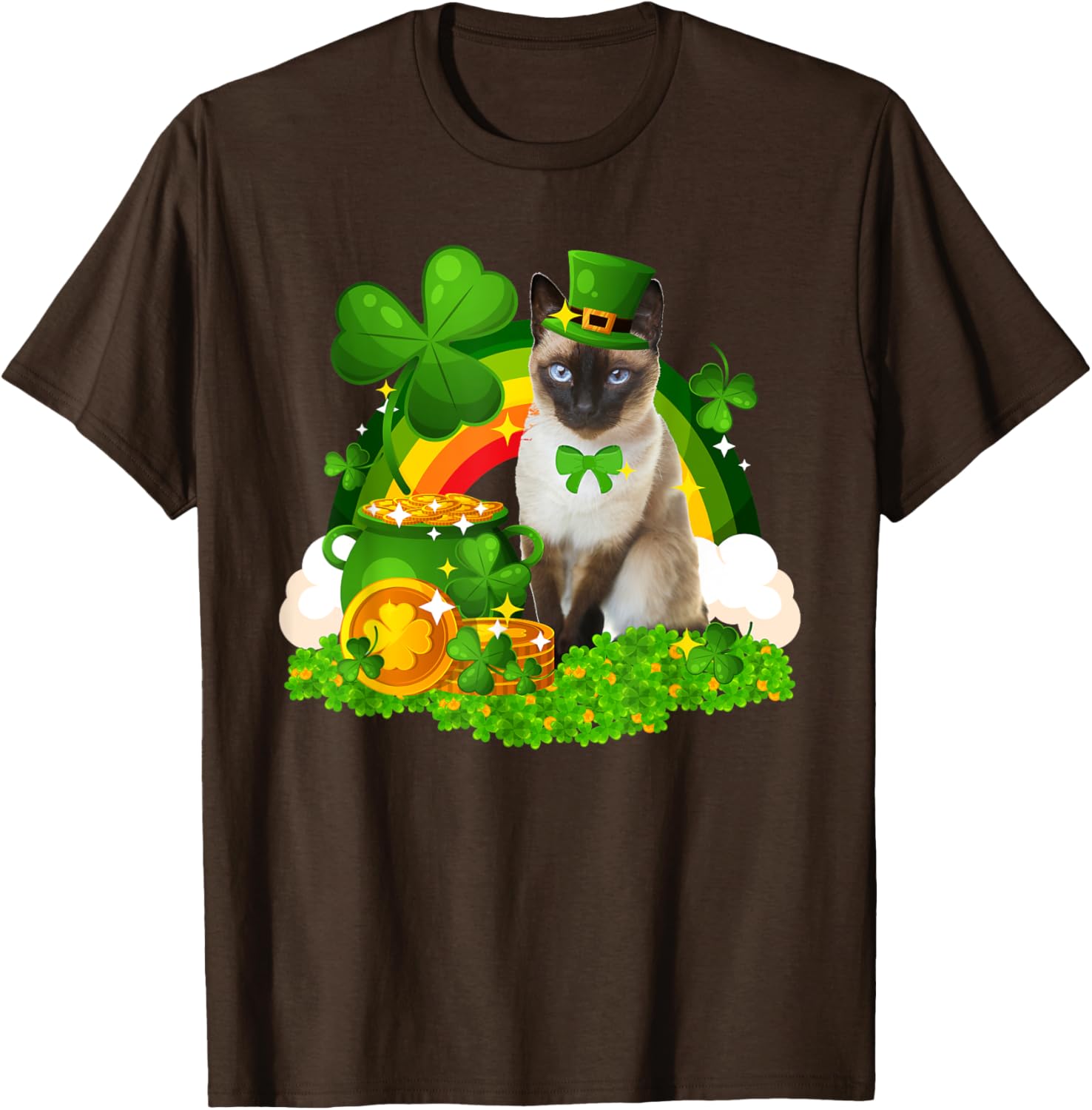 Adorable Leprechaun Siamese Cat St Patrick's Day T-Shirt for Cat Lovers - 1