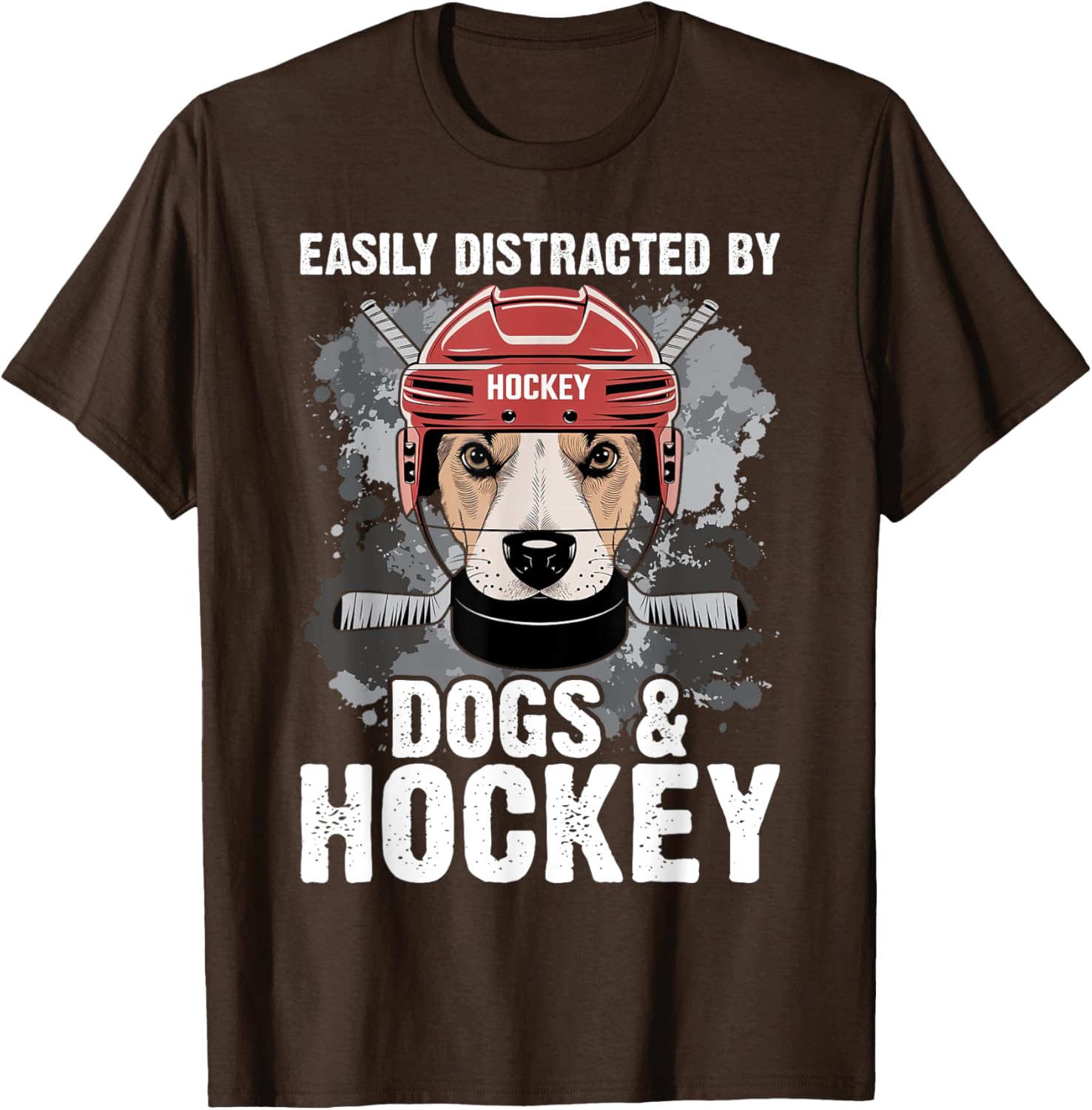 Funny Easily Distracted by Dogs and Hockey T-Shirt for All Ages - 3